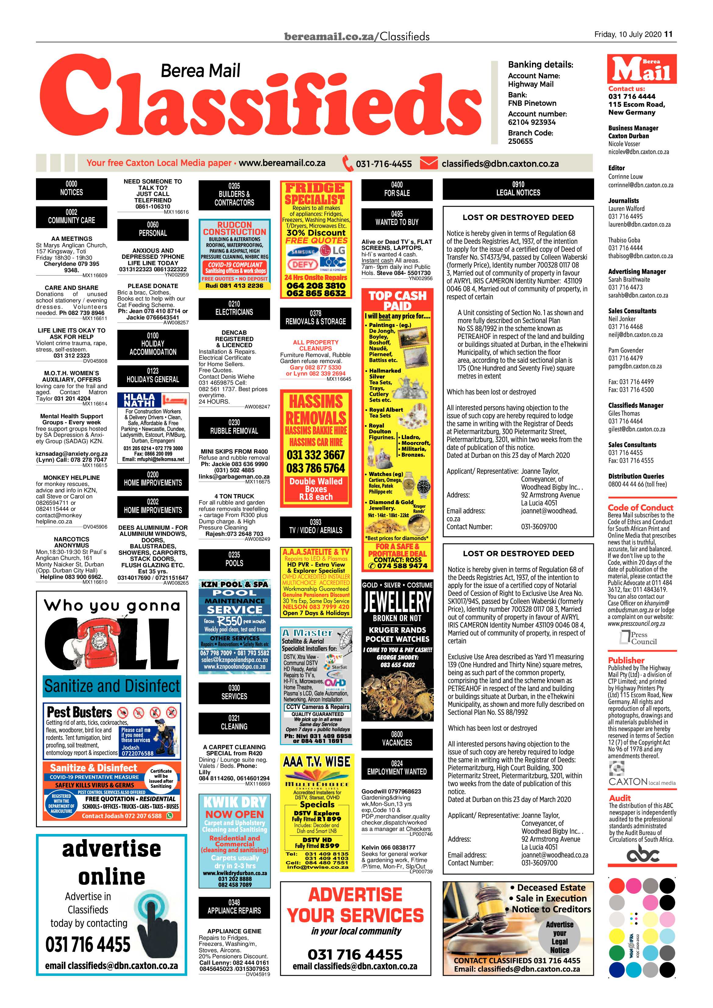 Berea Mail 10 July 2020 page 11