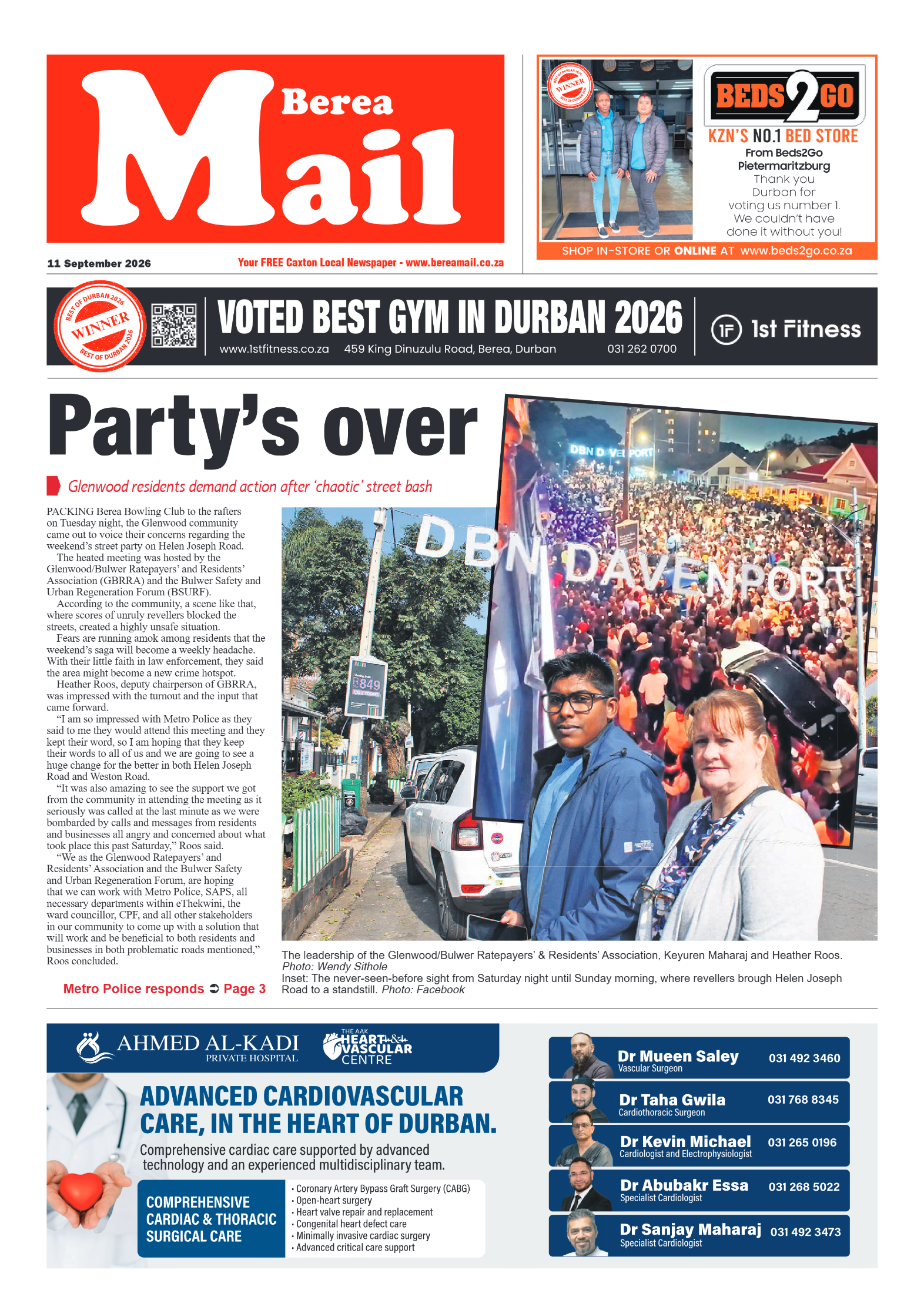 Berea Mail 11 September 2026 page 1