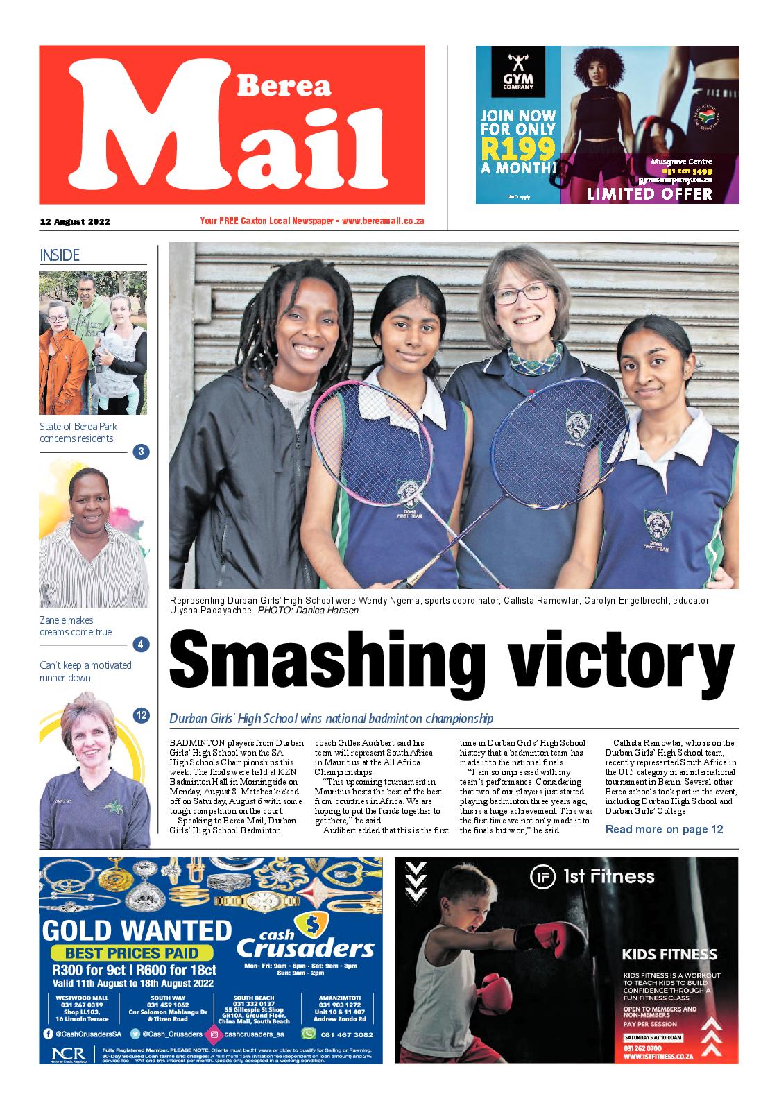 Berea Mail 12 August 2022 page 1