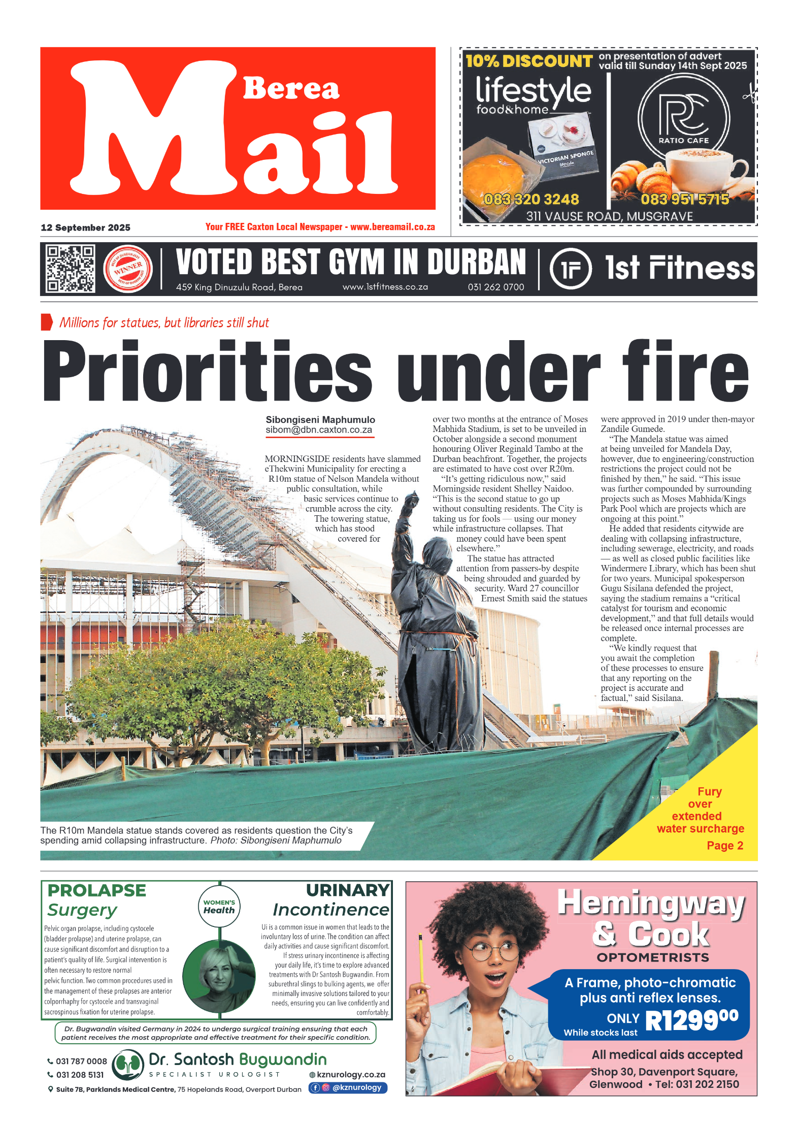 Berea Mail 12 september 2025 page 1