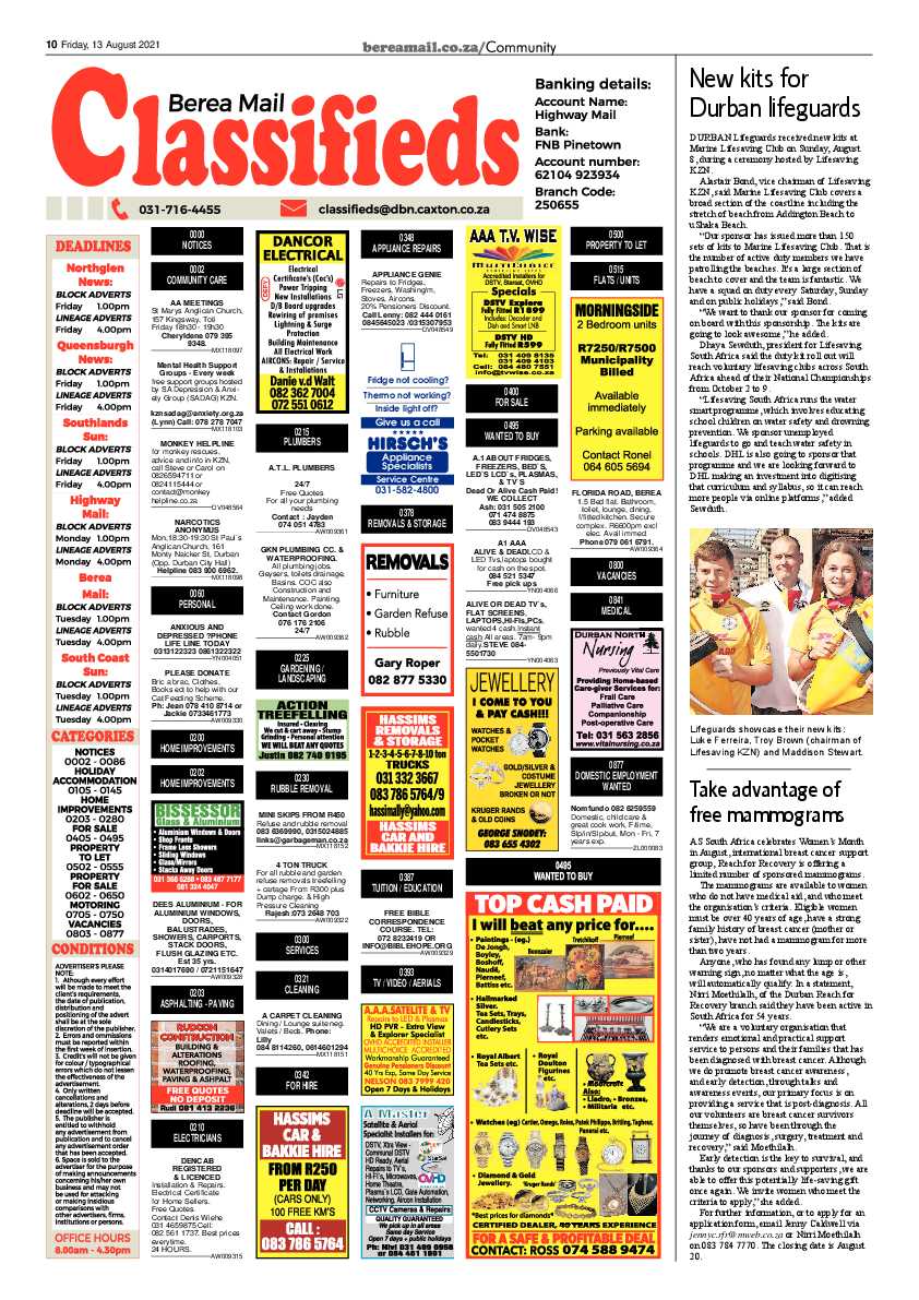 Berea Mail 13 August 2021 page 10