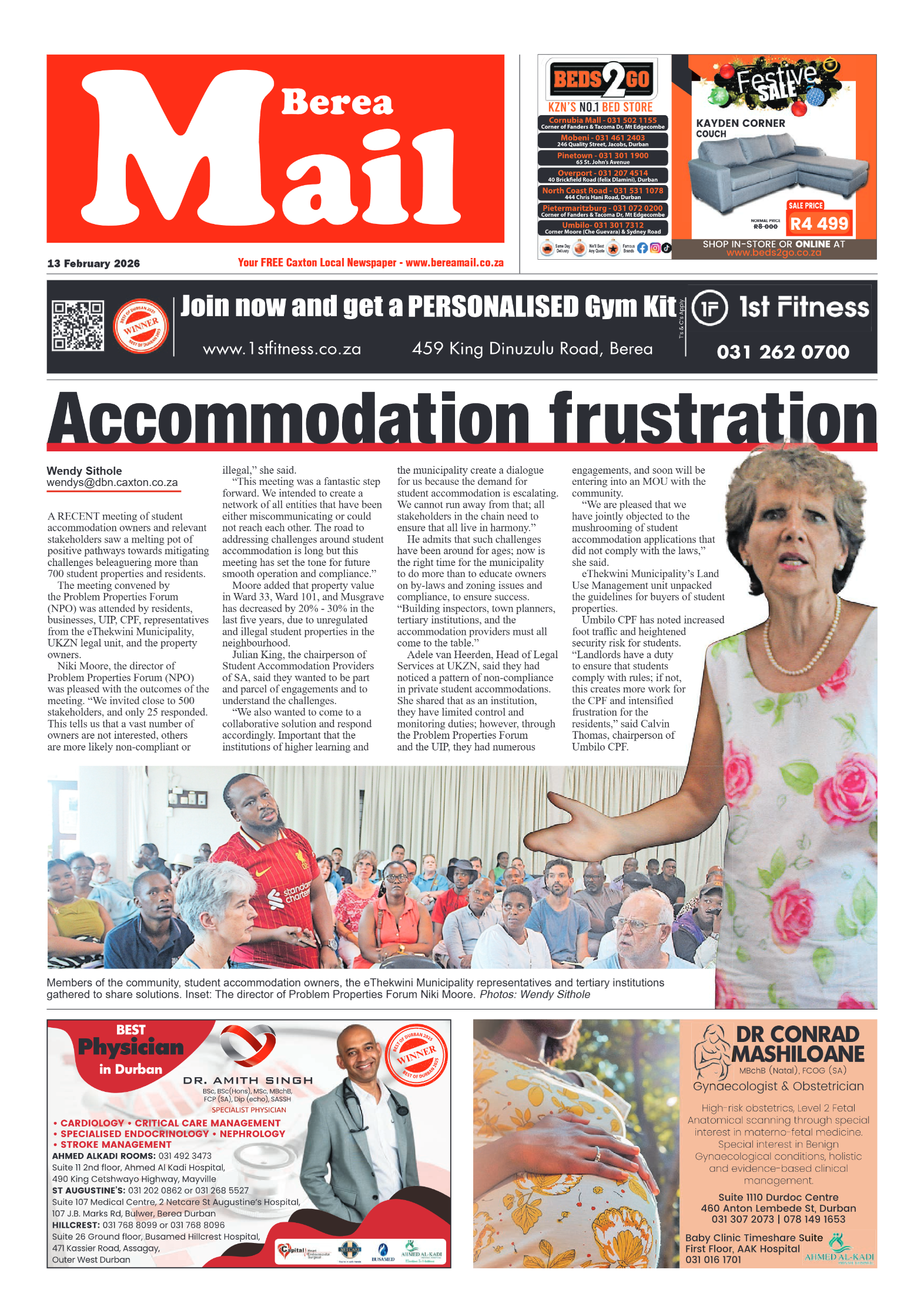 Berea Mail 13 February 2026 page 1