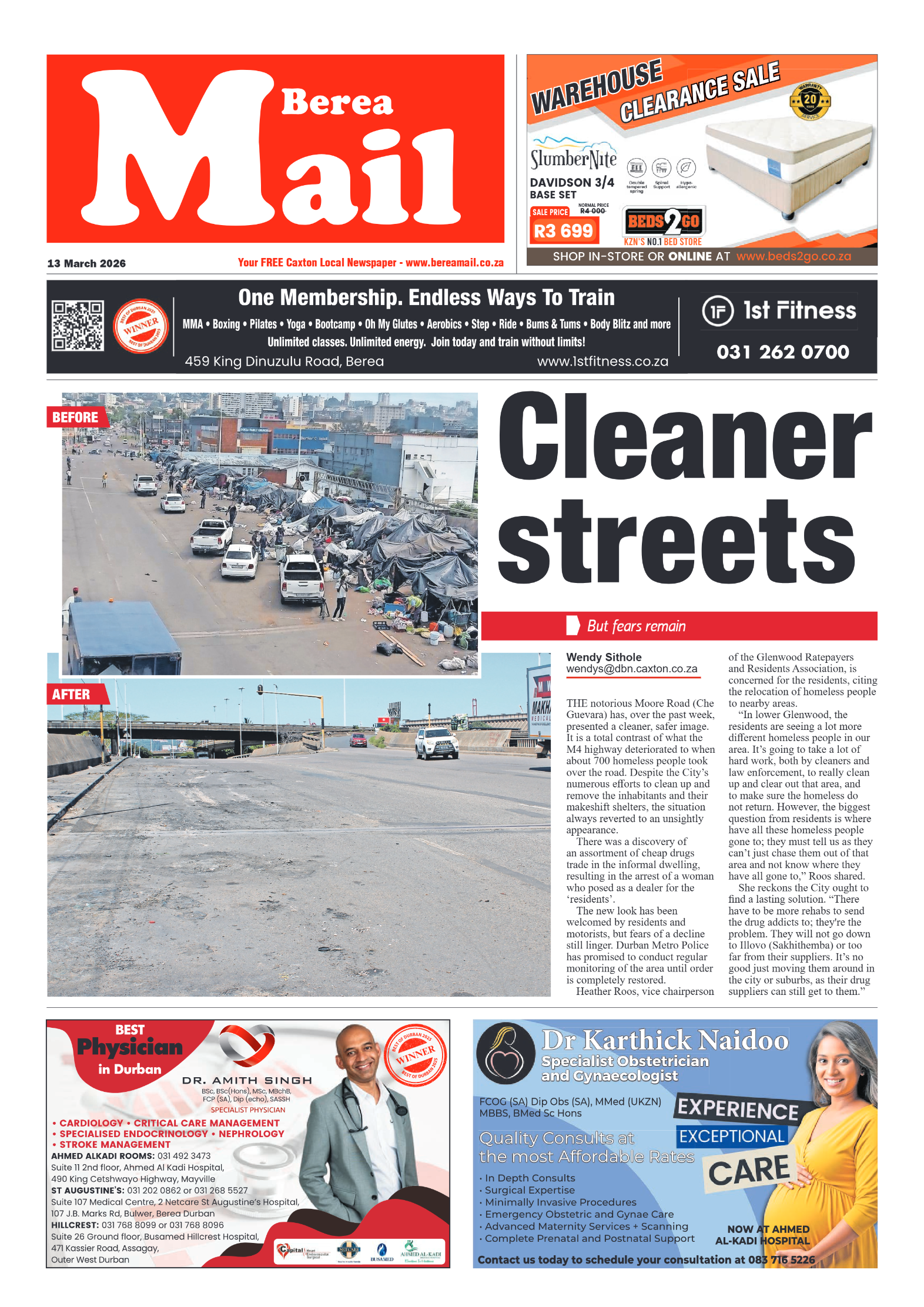 Berea Mail 13 March 2026 page 1