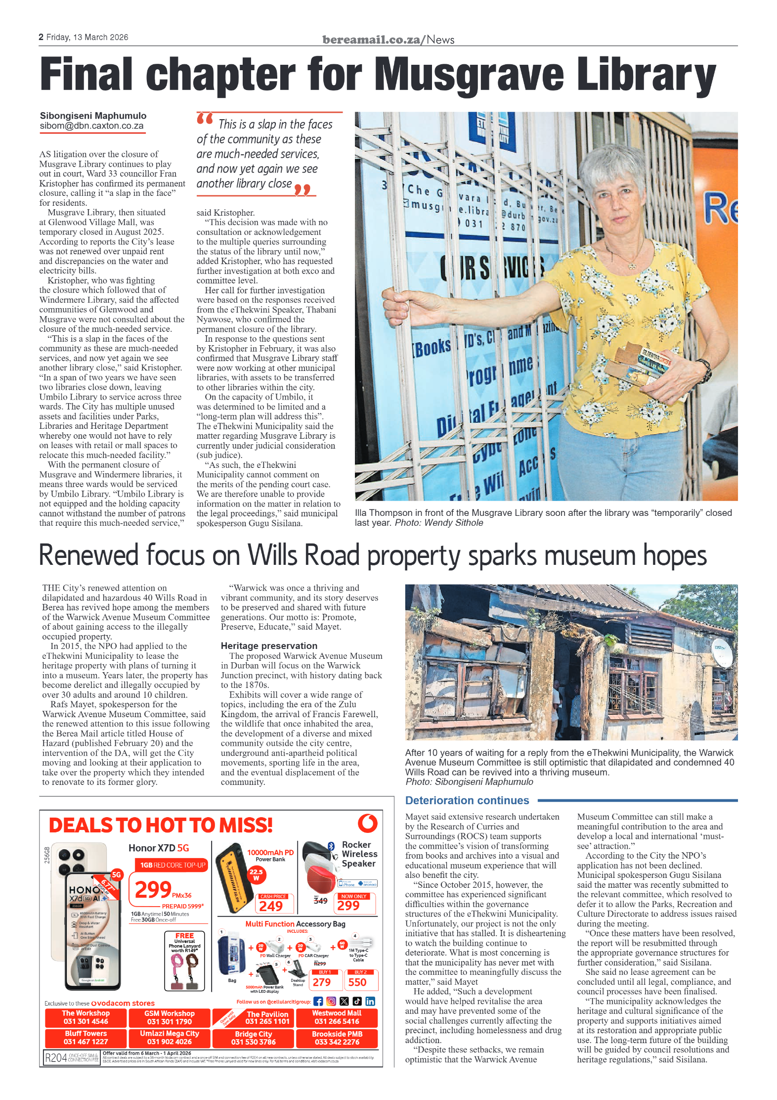 Berea Mail 13 March 2026 page 2