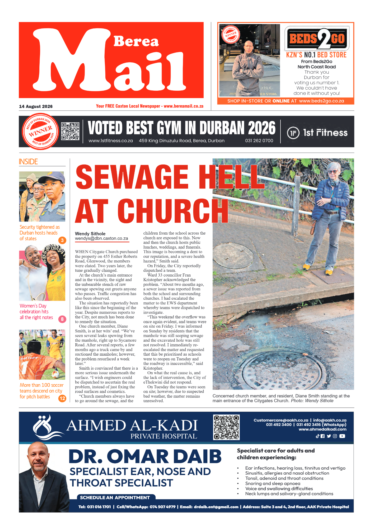 Berea Mail 14 August 2026 page 1