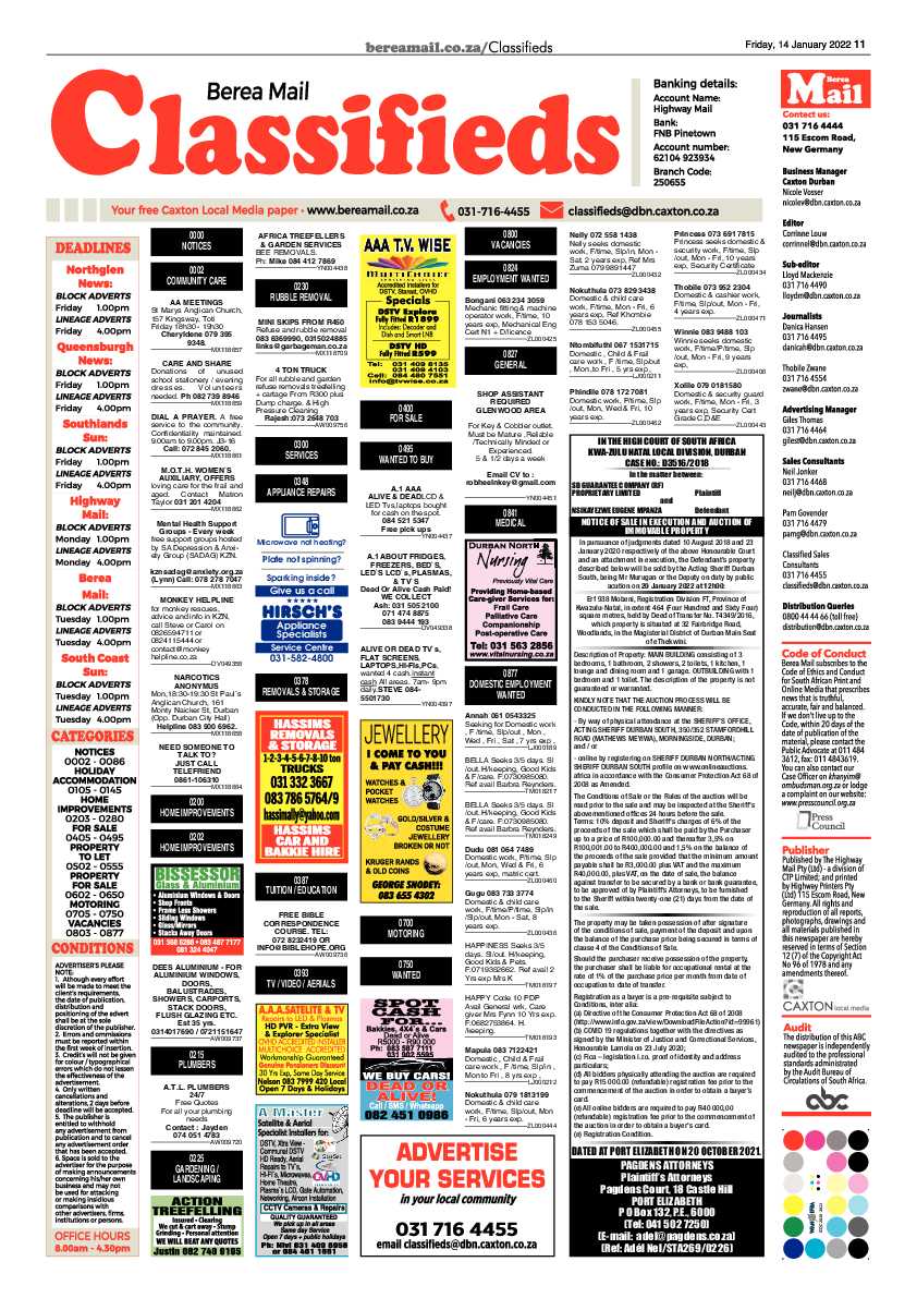 Berea Mail 14 January 2022 page 11