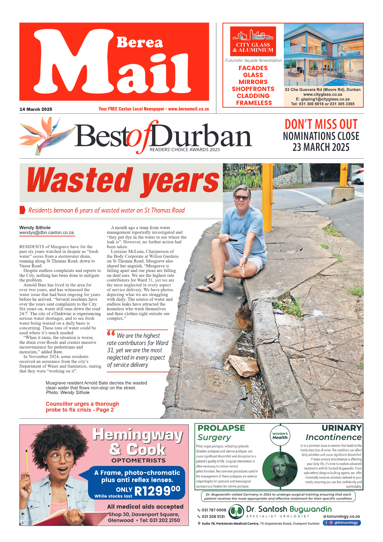 Berea Mail 14 March 2025 page 1