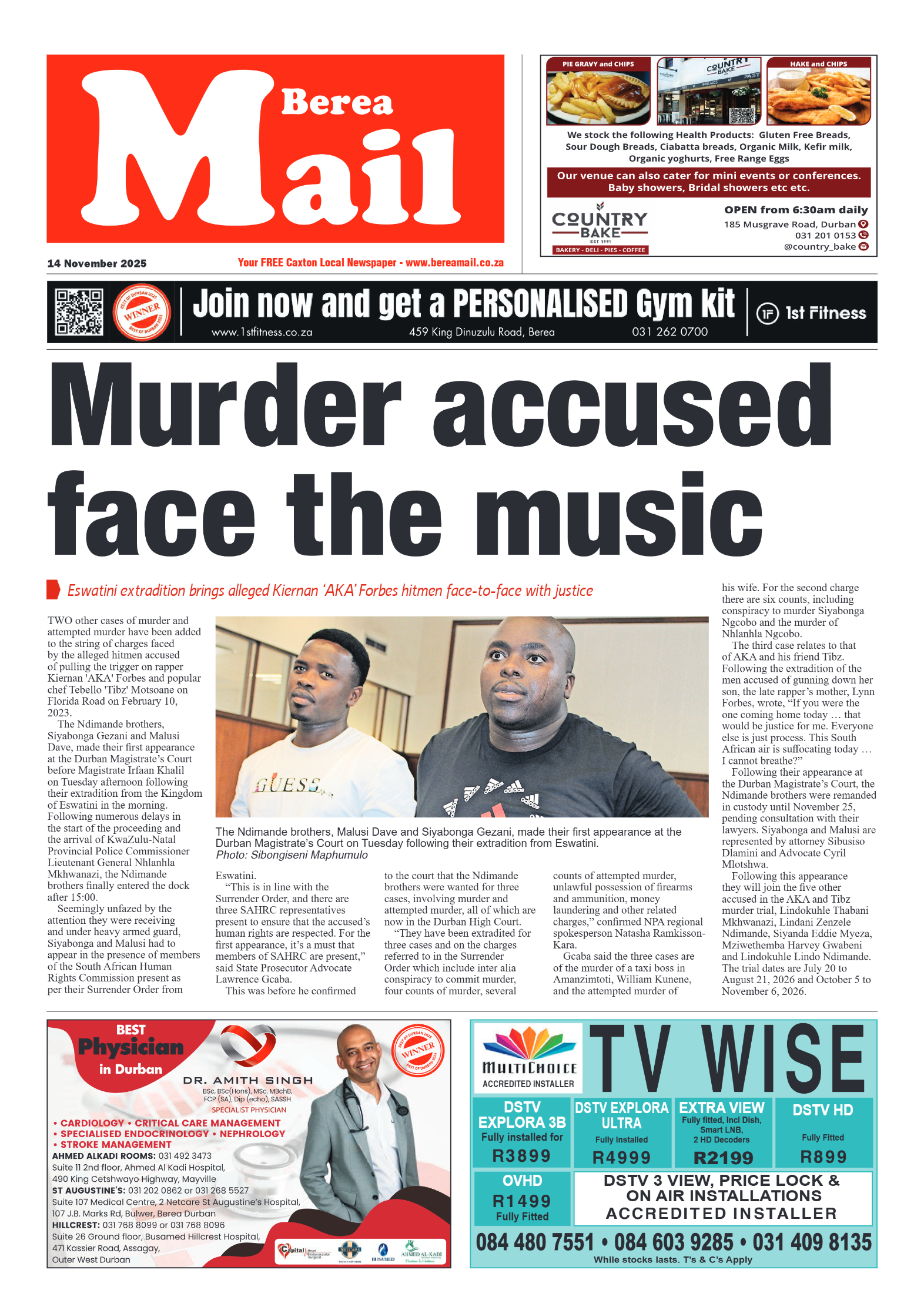 Berea Mail 14 November 2025 page 1