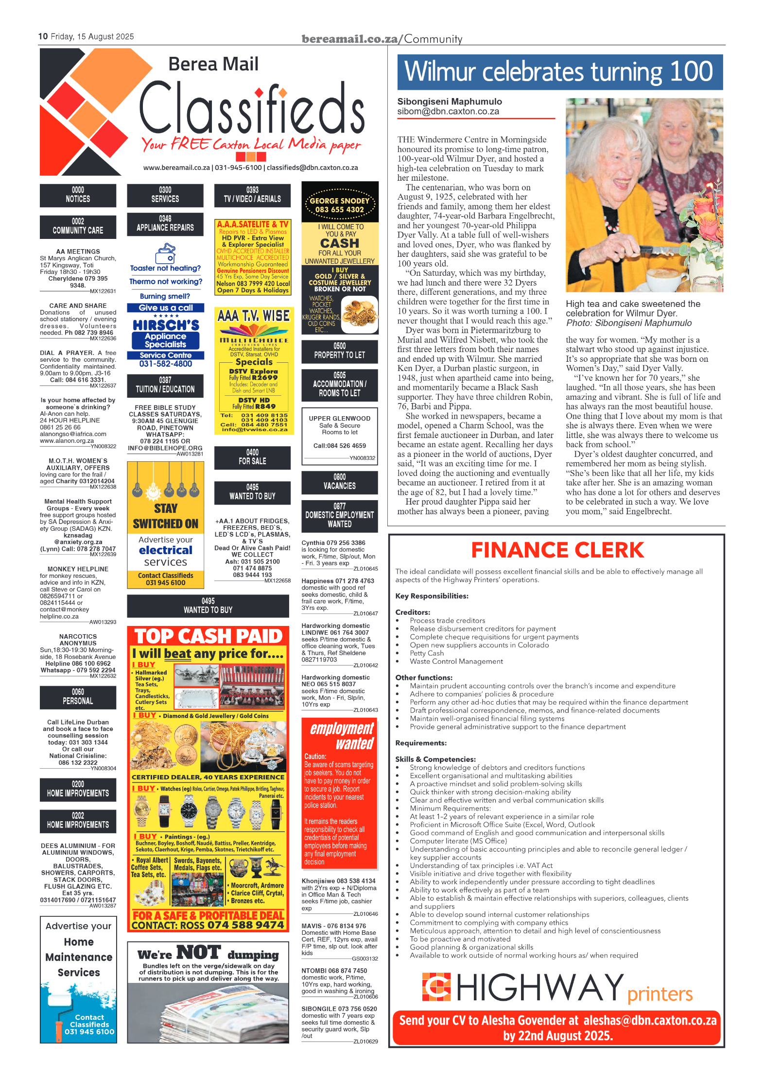 Berea Mail 15 August 2025 page 10