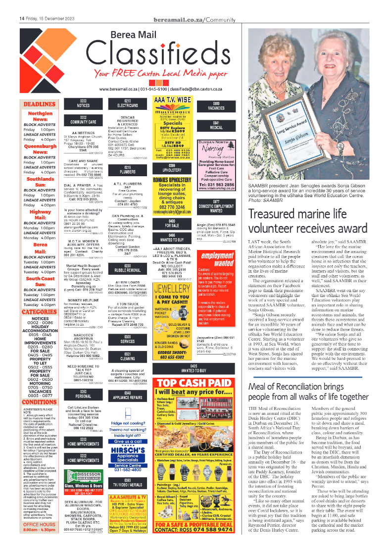 Berea Mail 15 December 2023 page 14