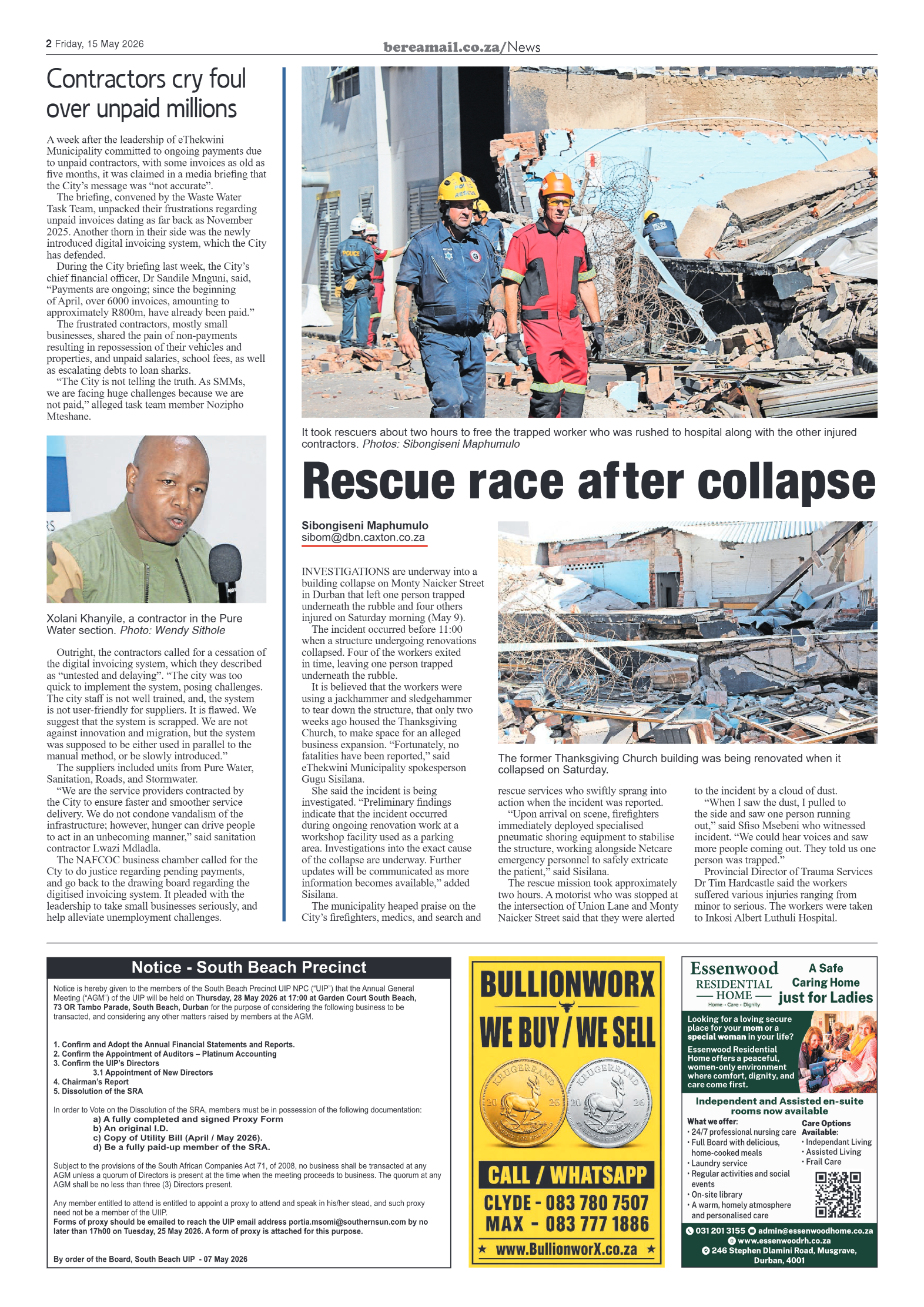 Berea Mail 15 May 2026 page 2