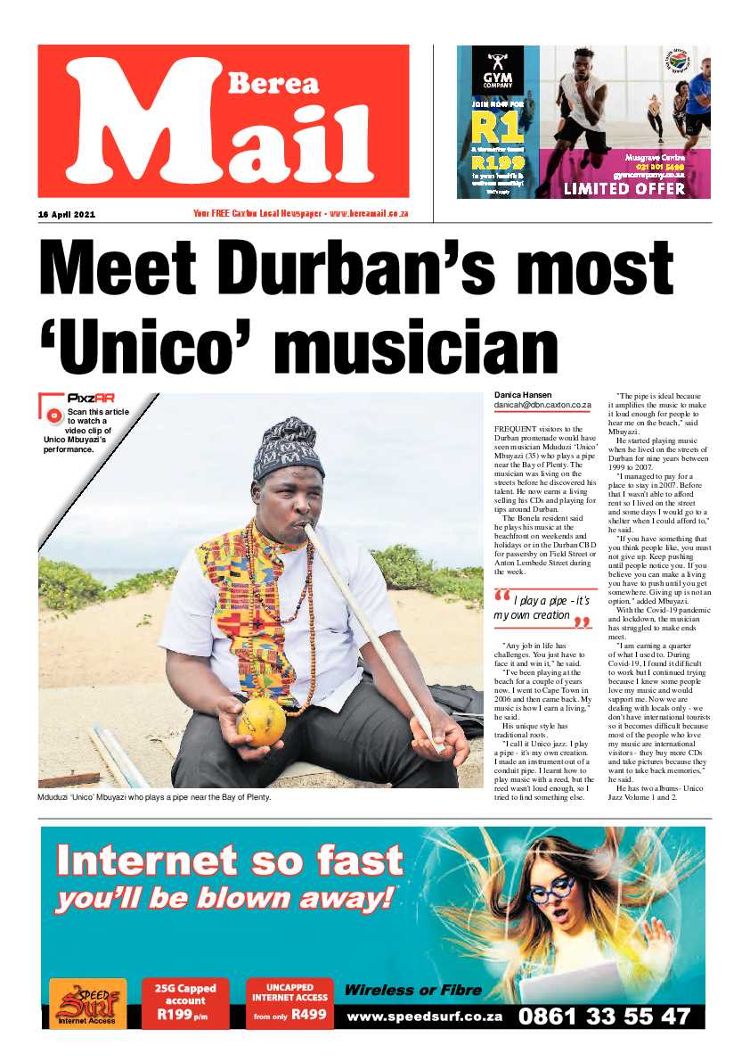 Berea Mail 16 April 2021 page 1