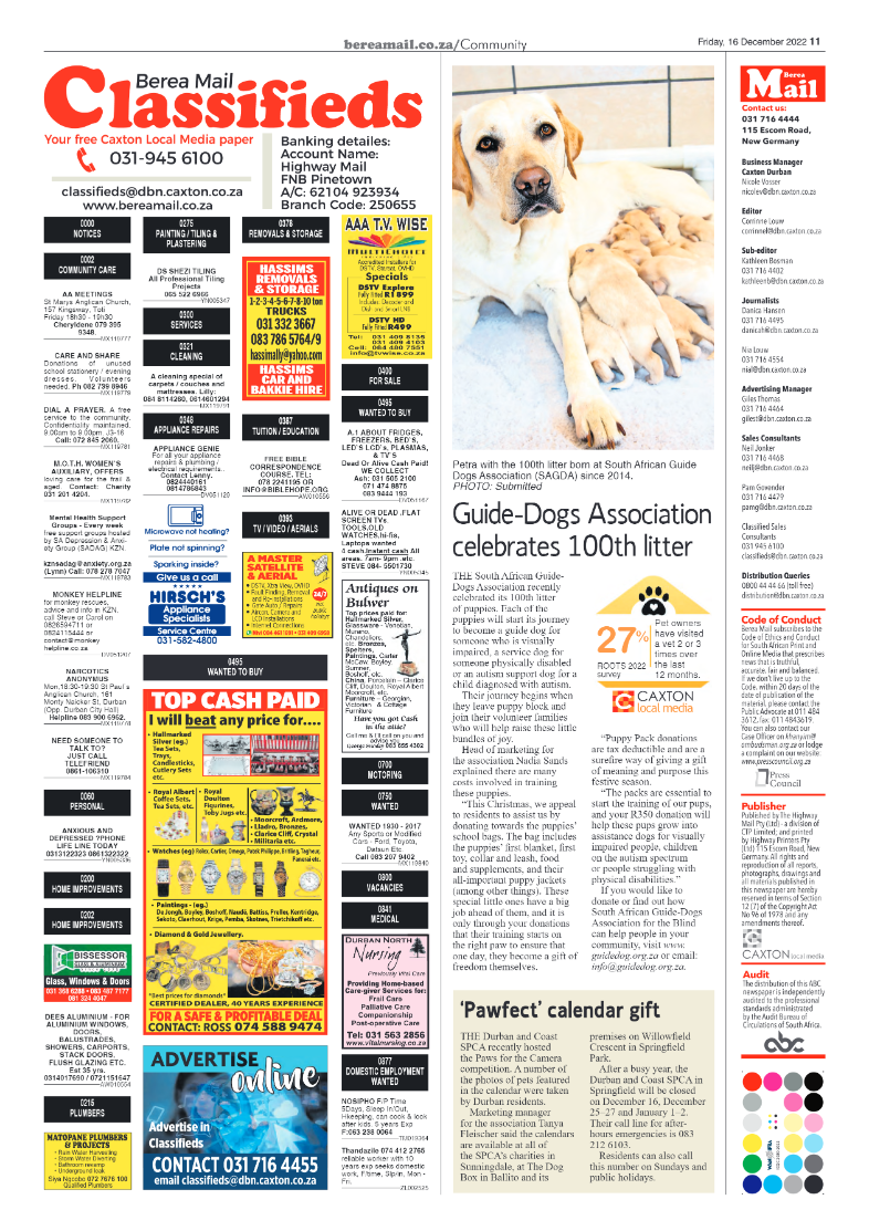 Berea Mail 16 December 2022 page 11