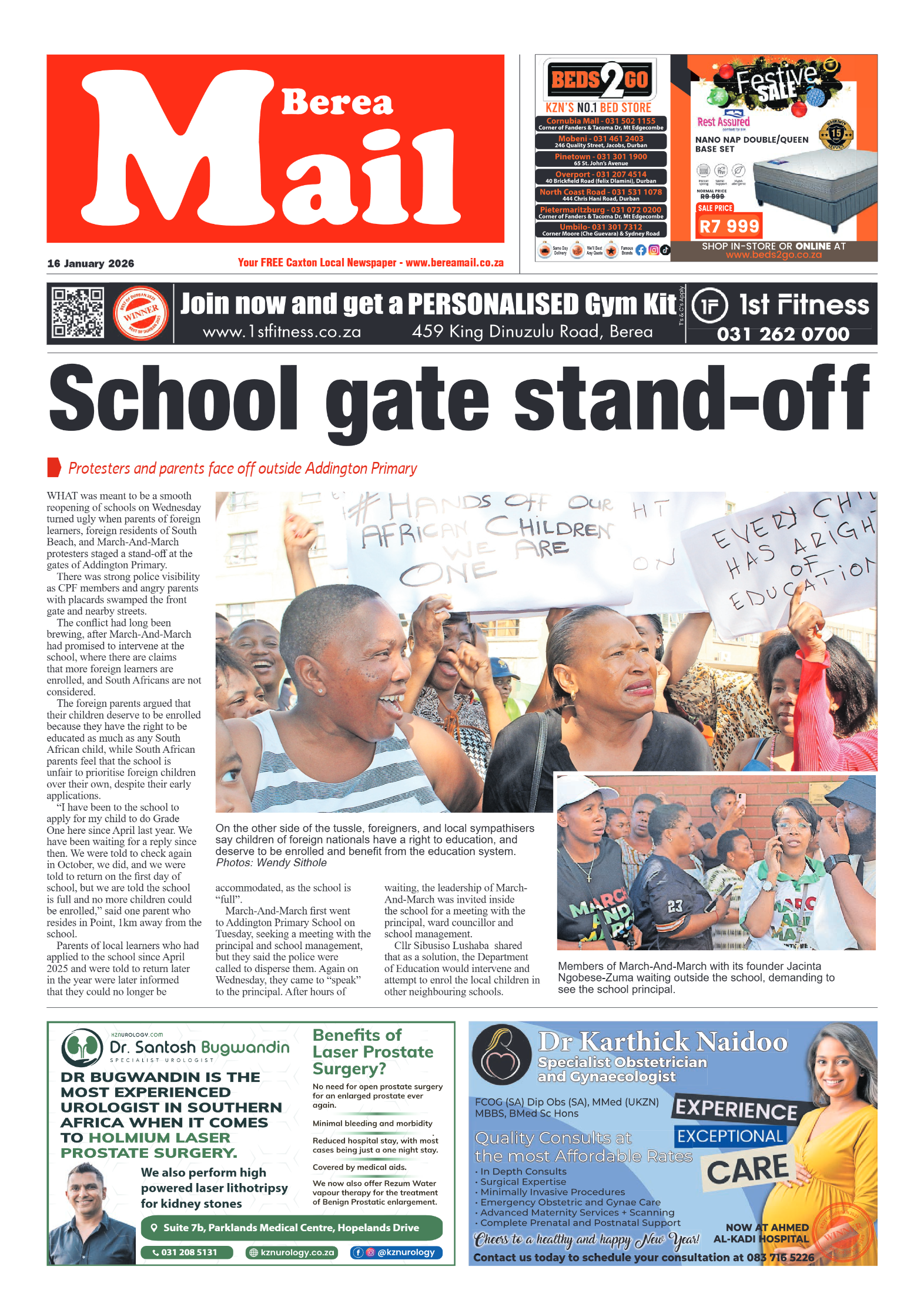 Berea Mail 16 January 2026 page 1