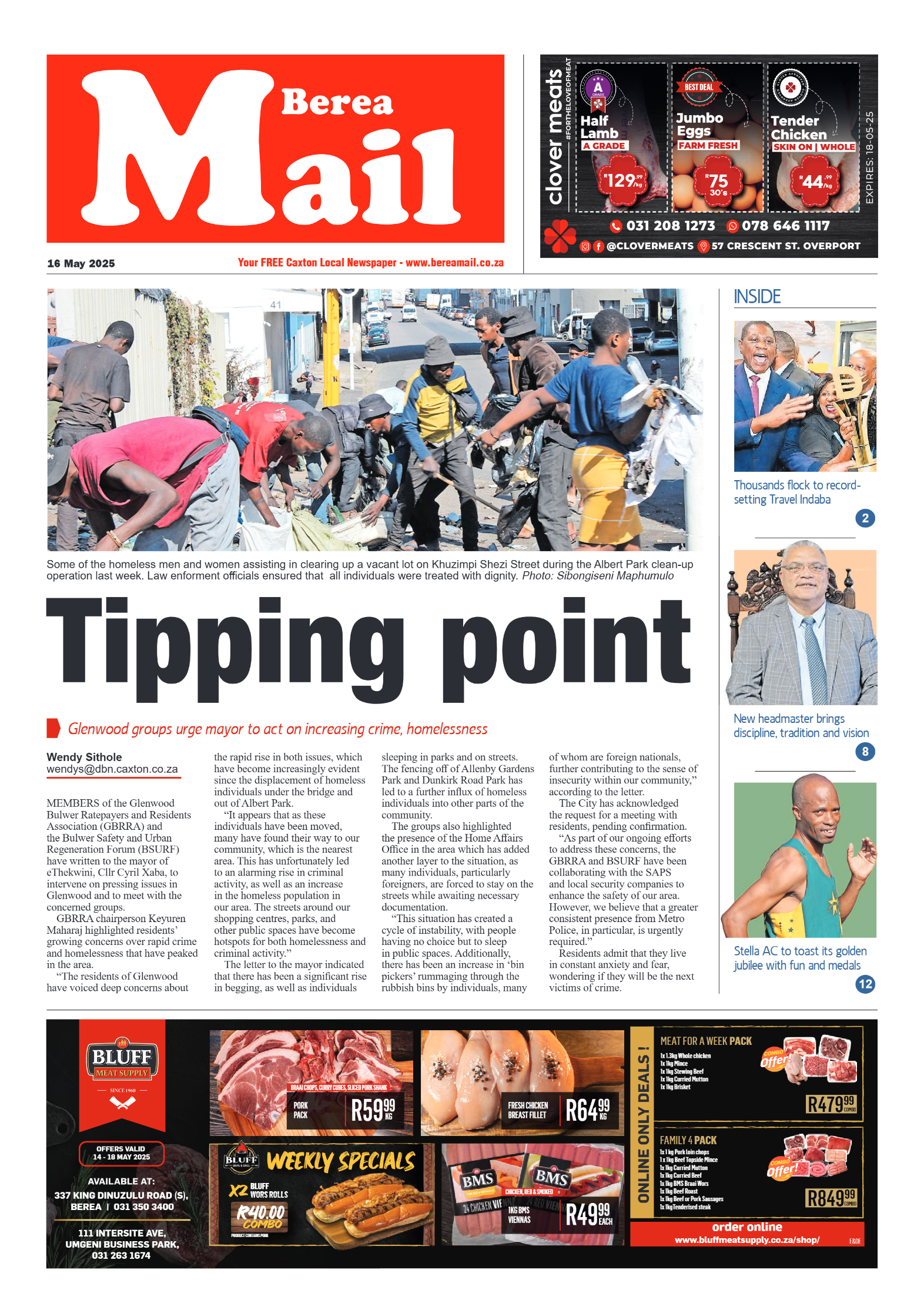 Berea Mail 16 May 2025 page 1