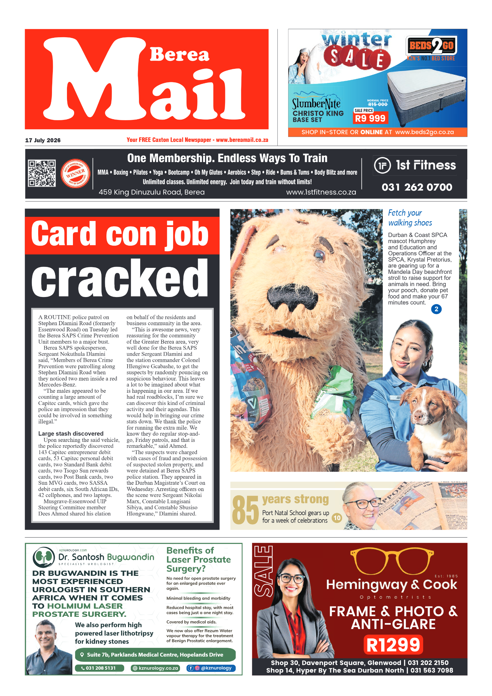 Berea Mail 17 July 2026 page 1
