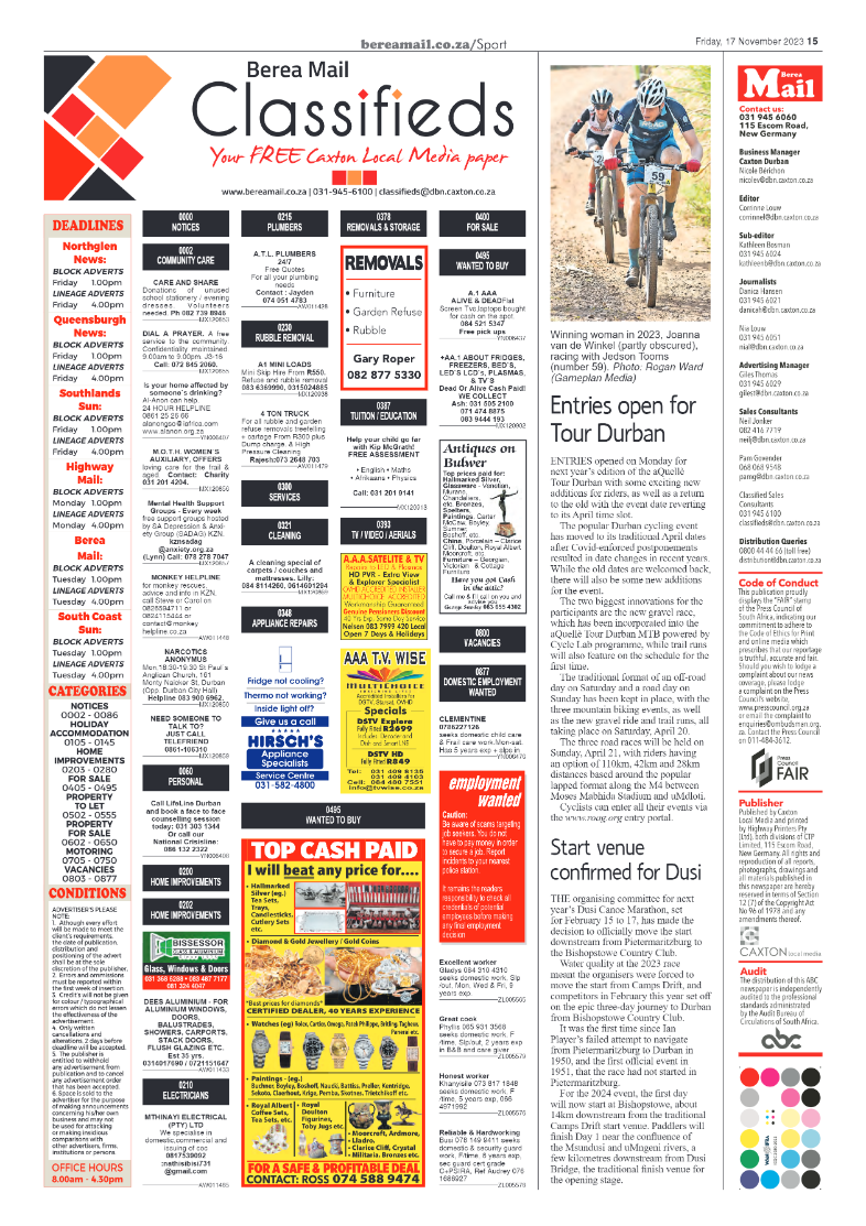 Berea Mail 17 November 2023 page 15