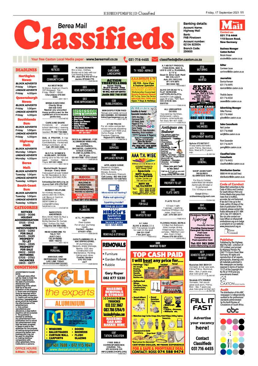 Berea Mail 17 September 2021 page 11