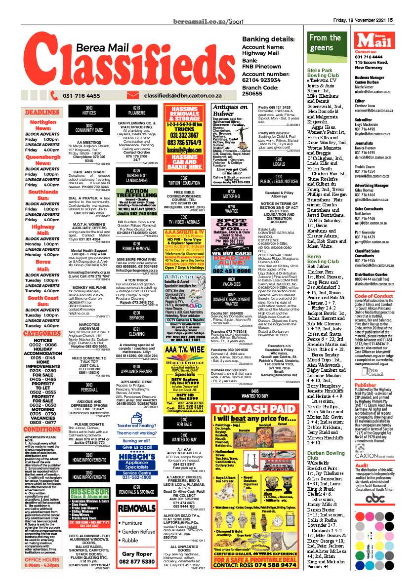 Berea Mail 19 November 2021 page 15