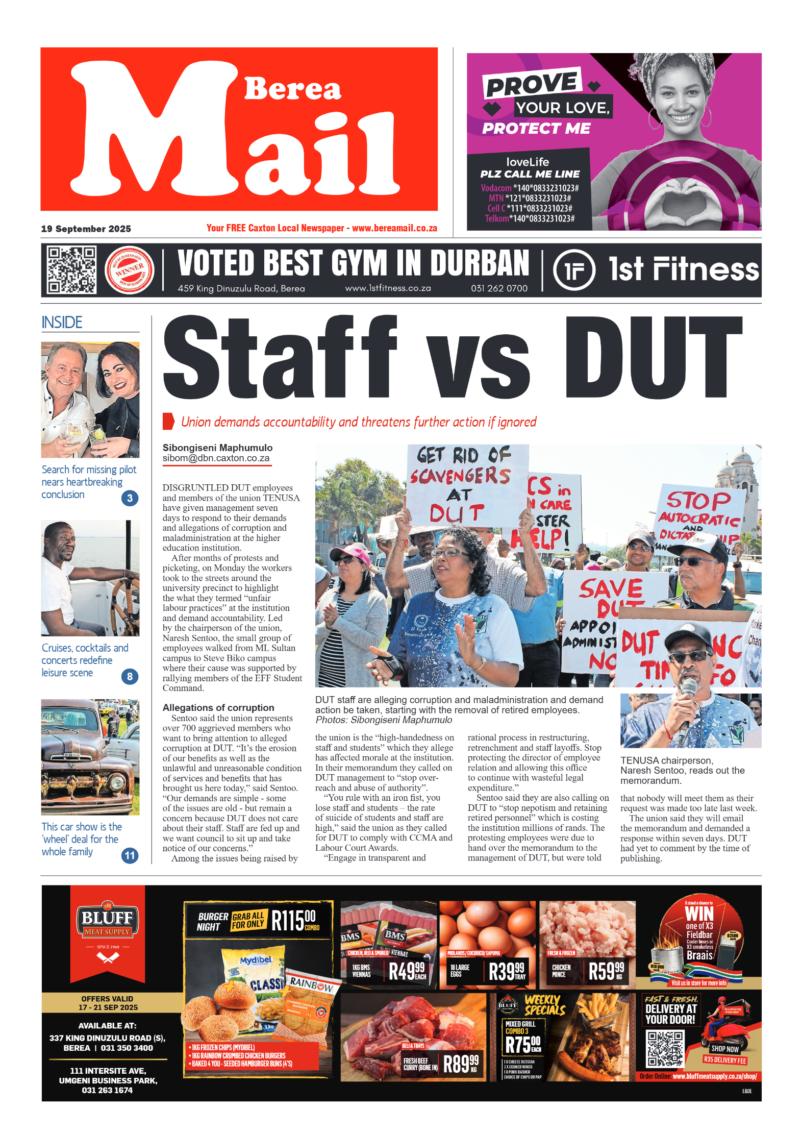 Berea Mail 19 September 2025 page 1