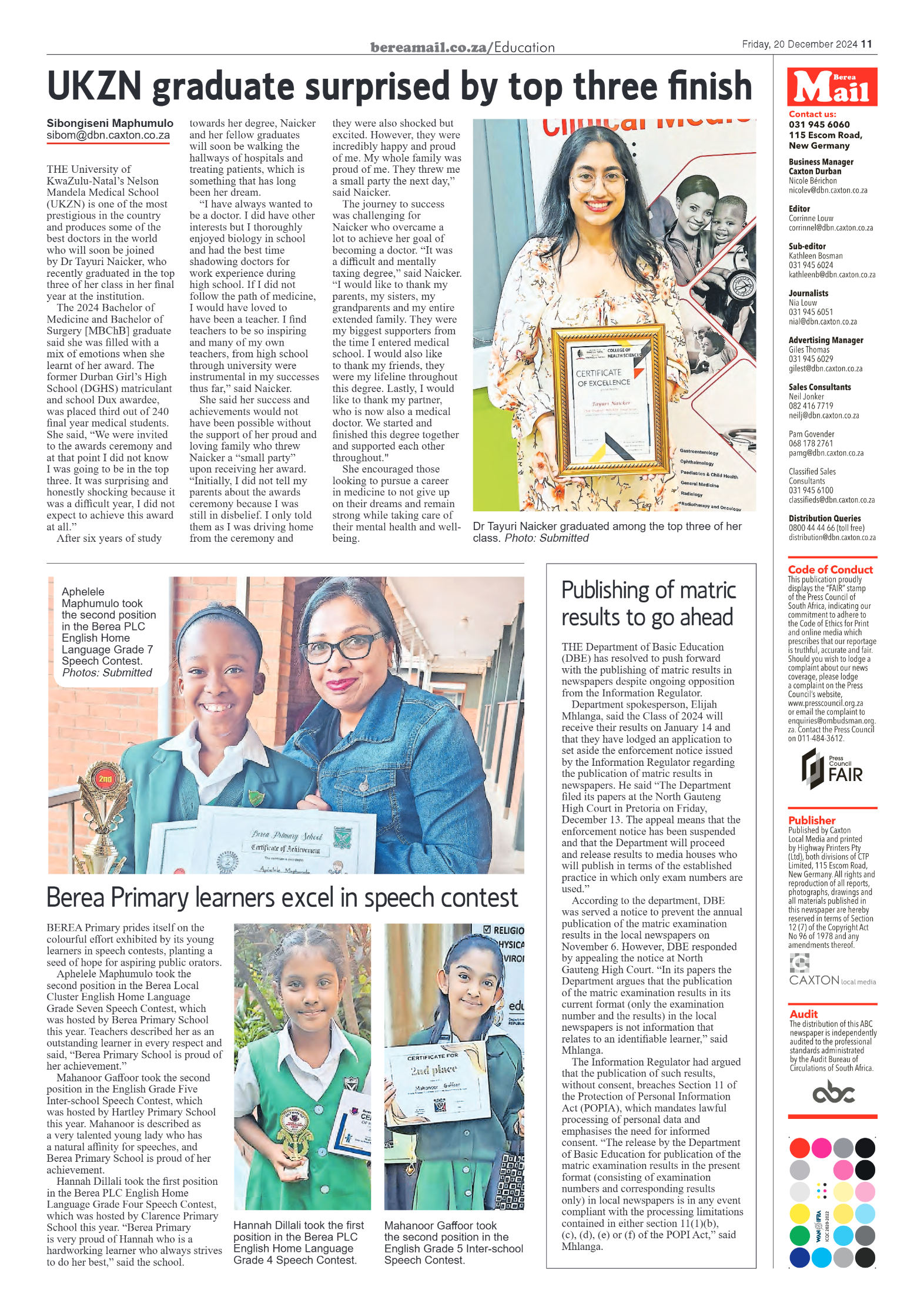 Berea Mail 20 December 2024 page 11