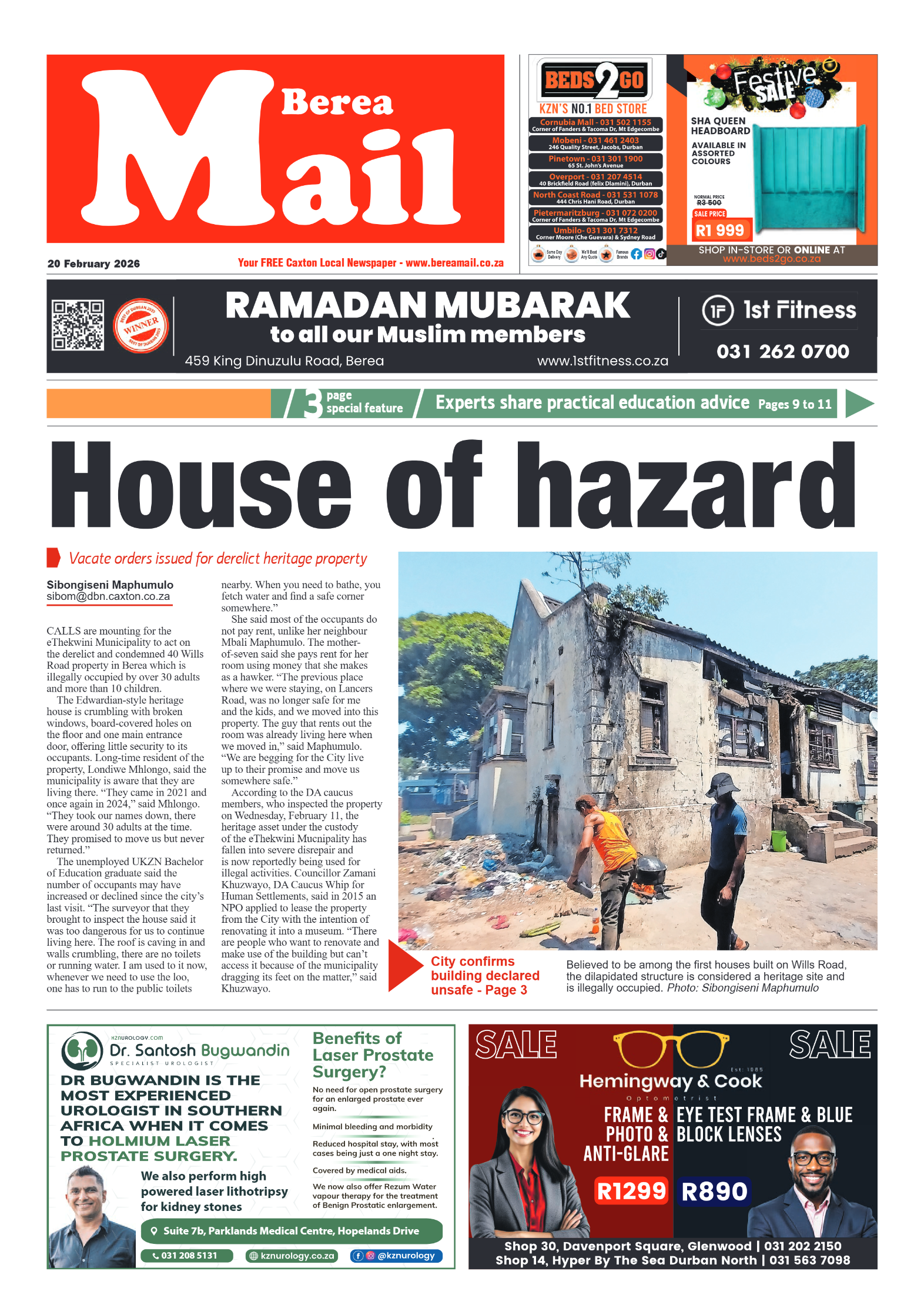 Berea Mail 20 February 2026 page 1