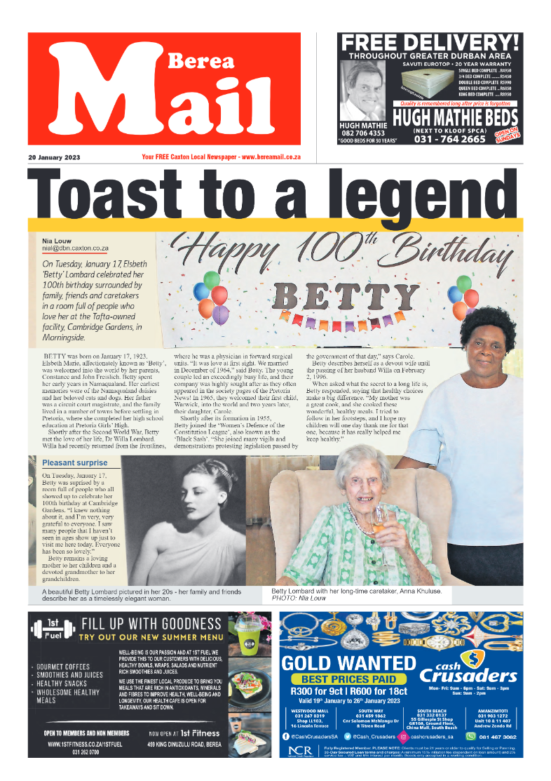 Berea Mail 20 January 2023 page 1