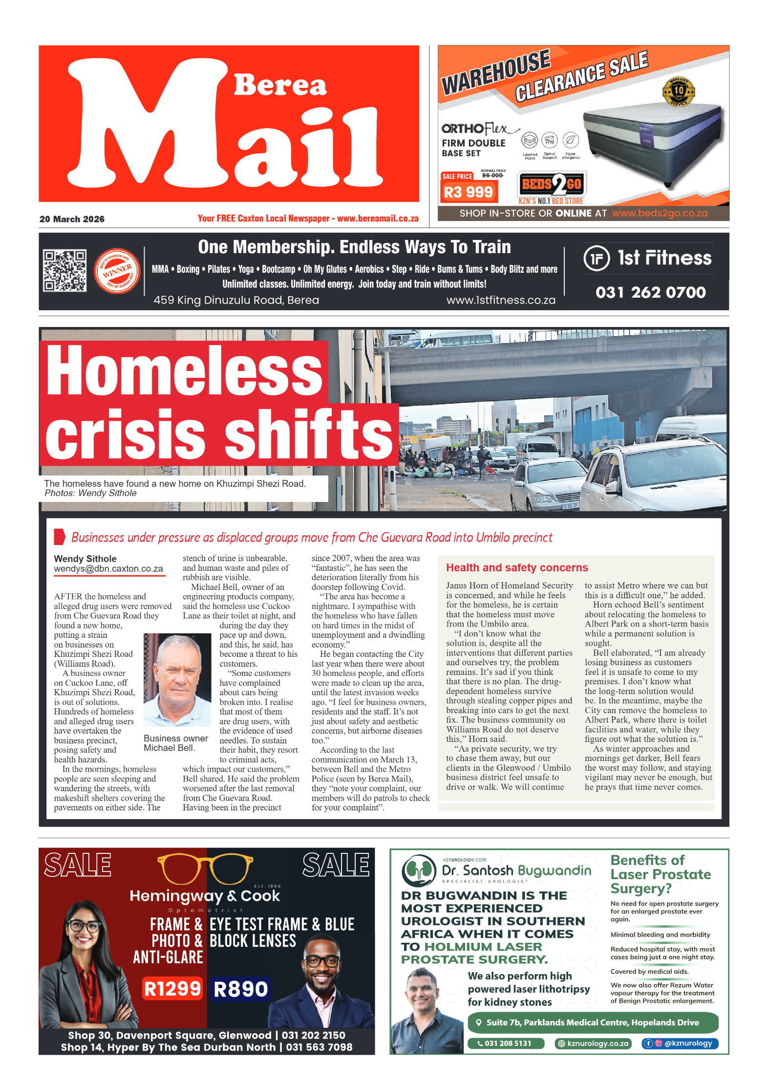 Berea Mail 20 March 2026 page 1