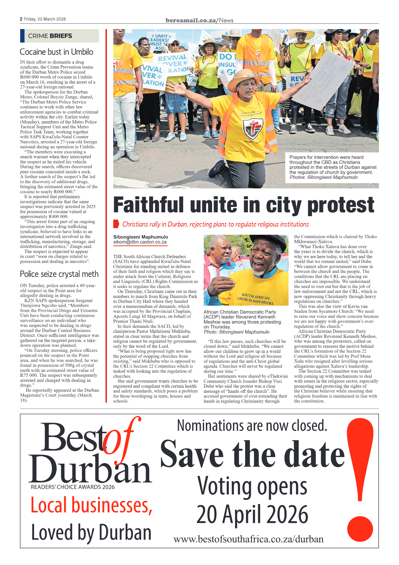 Berea Mail 20 March 2026 page 2