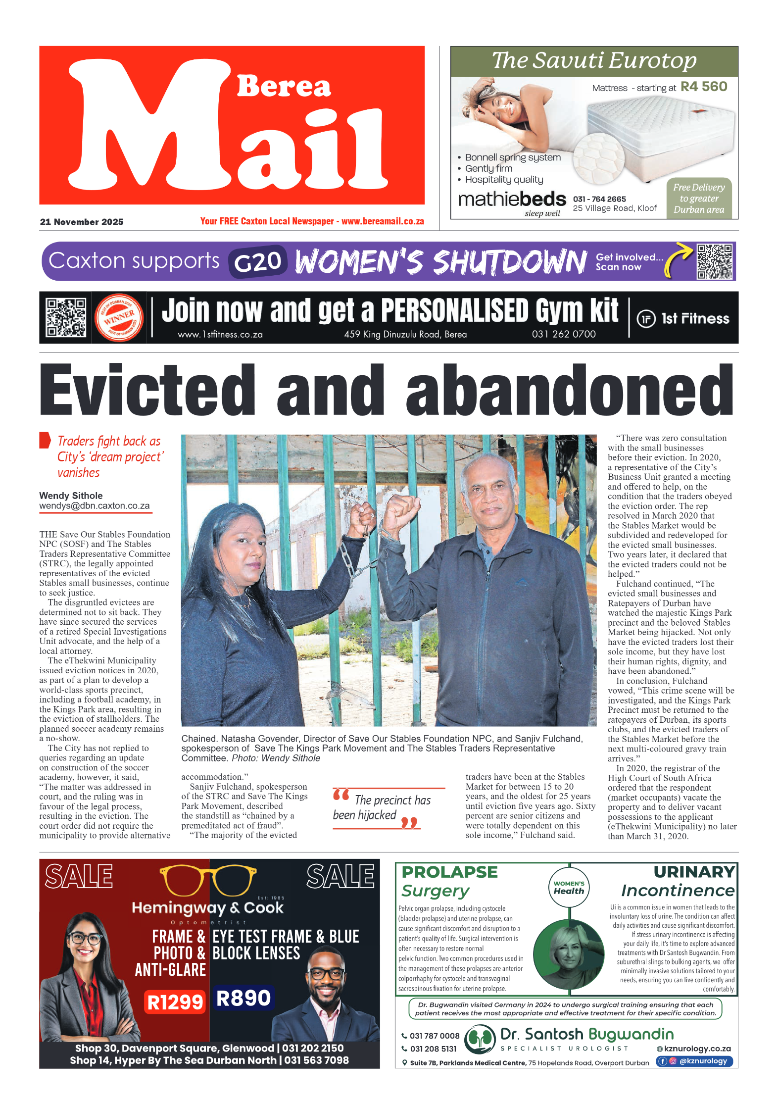 Berea Mail 21 November 2025 page 1