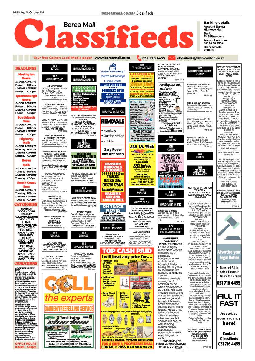 Berea Mail 22 October 2021 page 14
