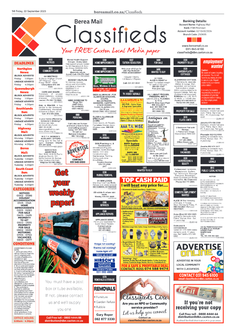 Berea Mail 22 September 2023 page 14