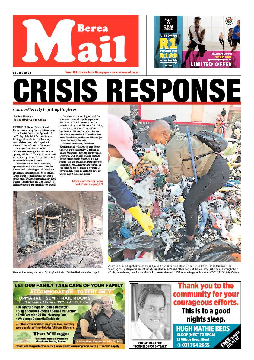 Berea Mail 23 July 2021 page 1