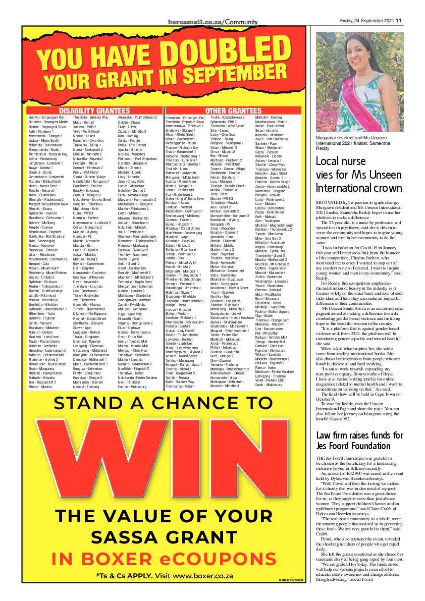 Berea Mail 24 September 2021 page 11