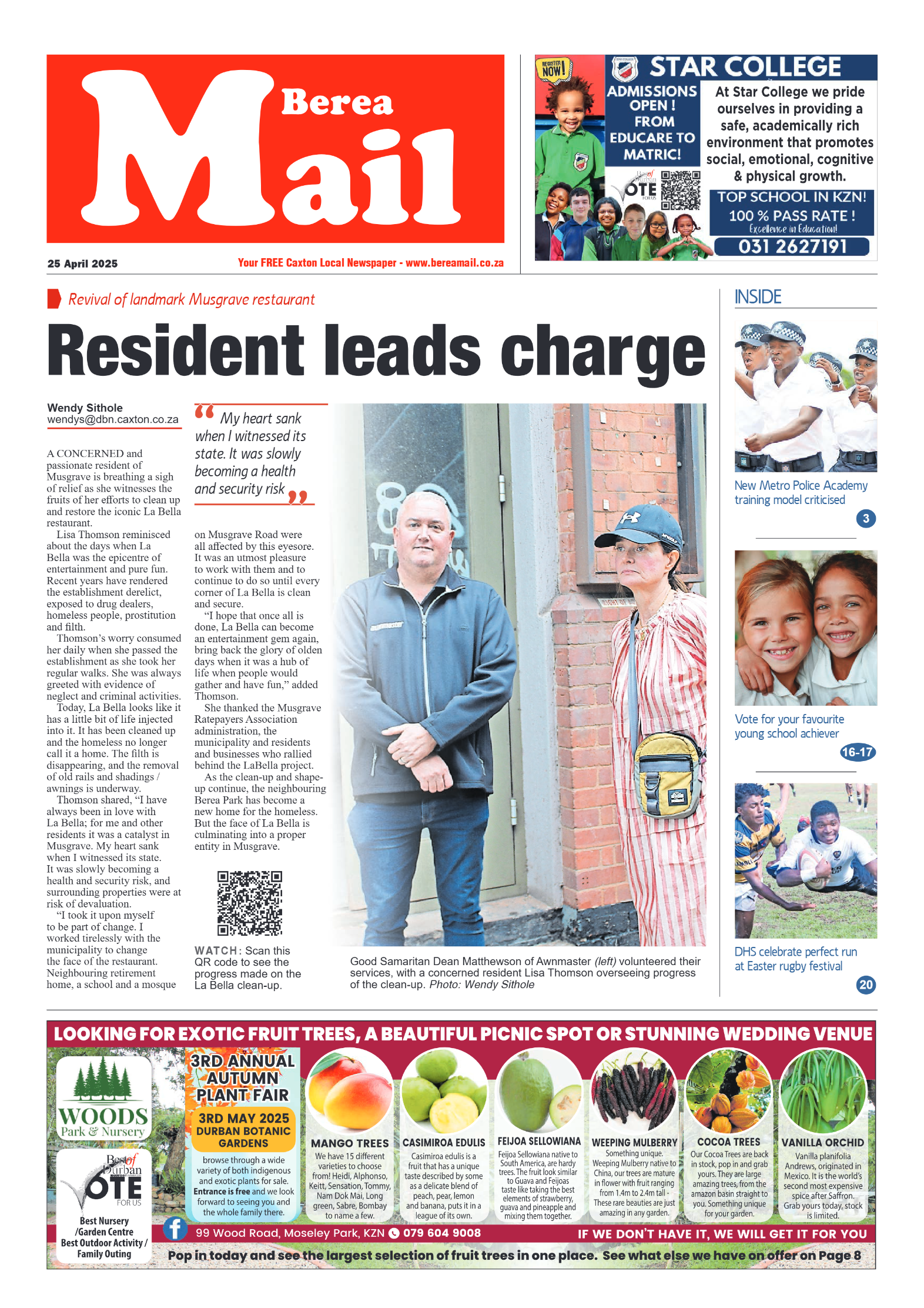 Berea Mail 25 April 2025 page 1