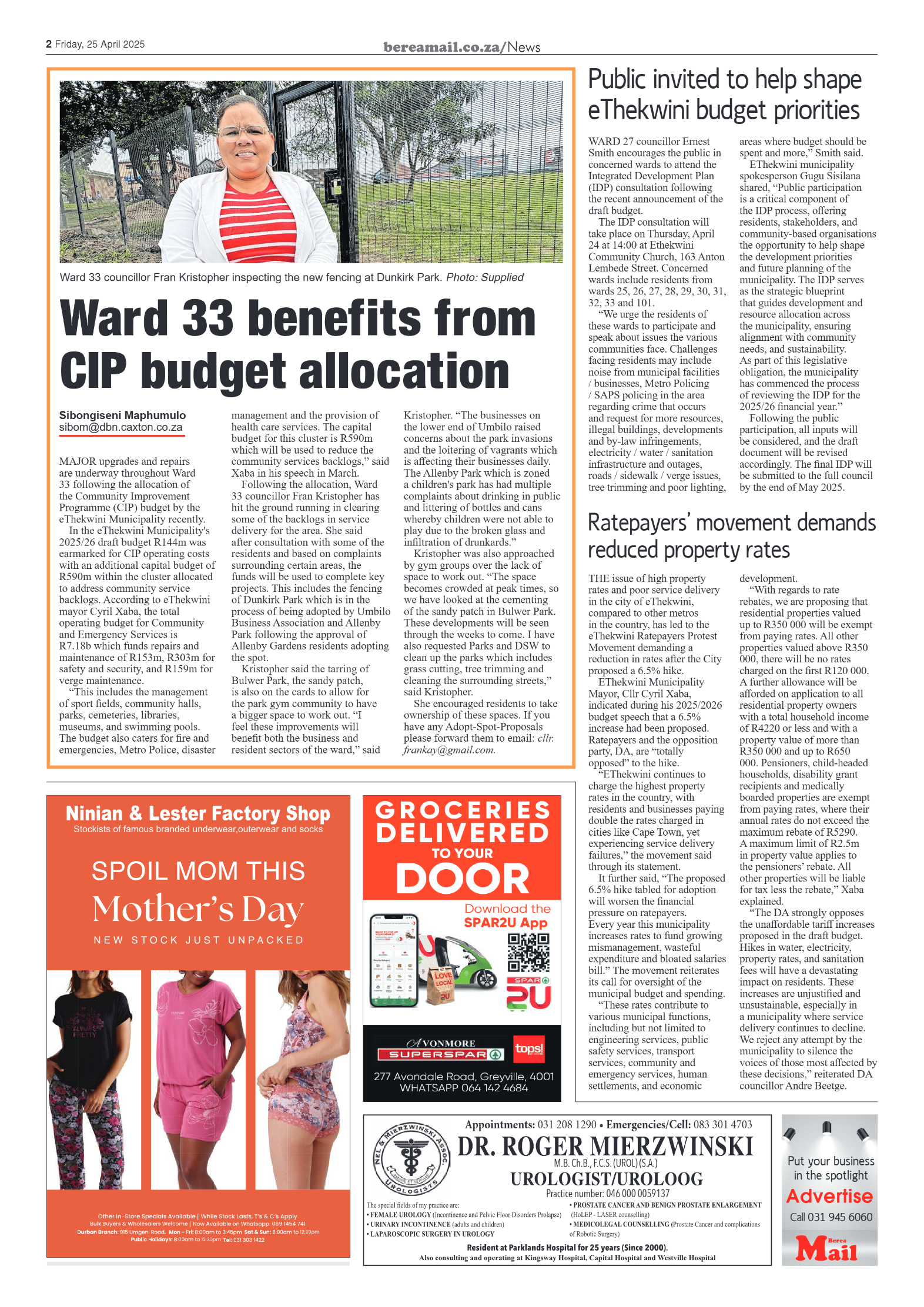 Berea Mail 25 April 2025 page 2
