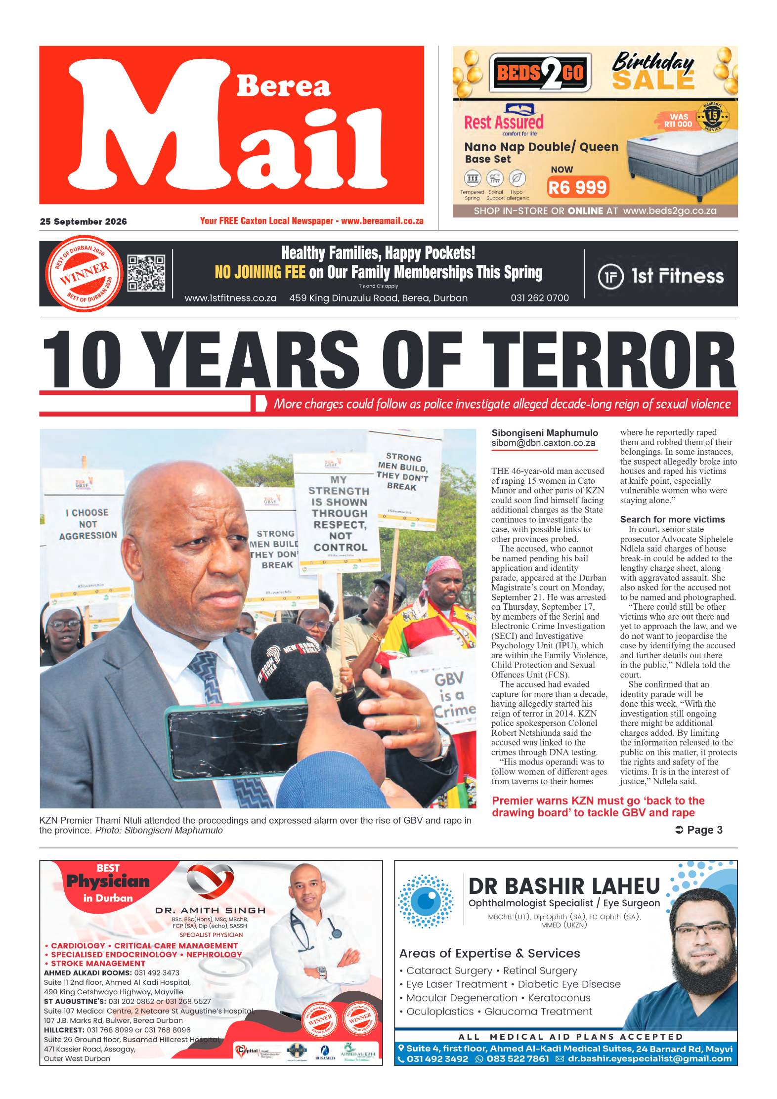 Berea Mail 25 September 2026 page 1