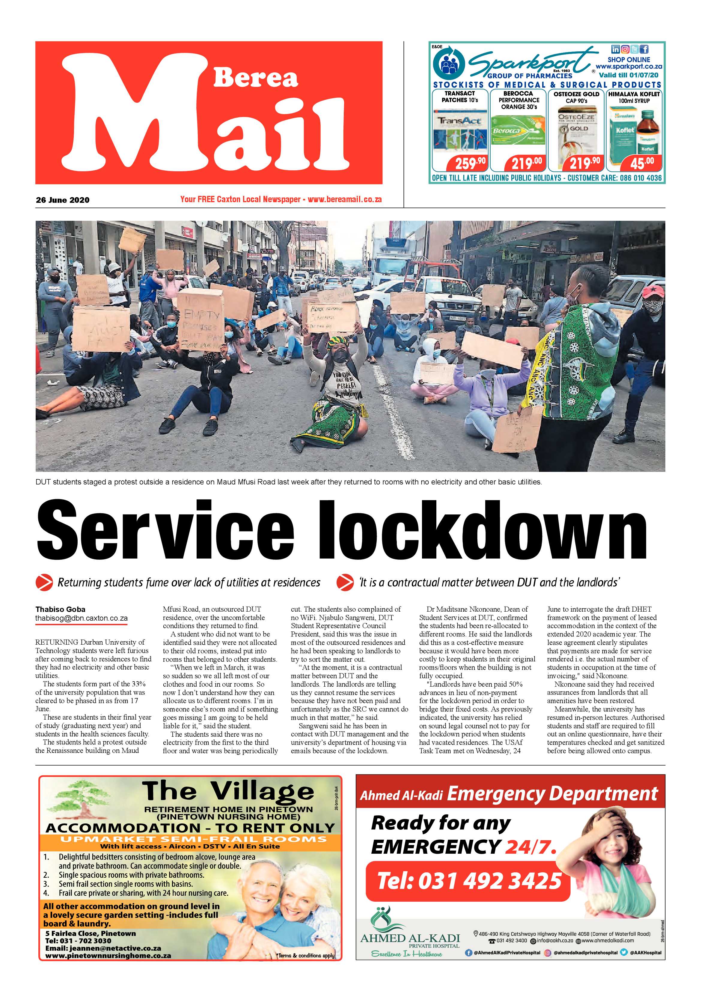 Berea Mail 26 June 2020 page 1