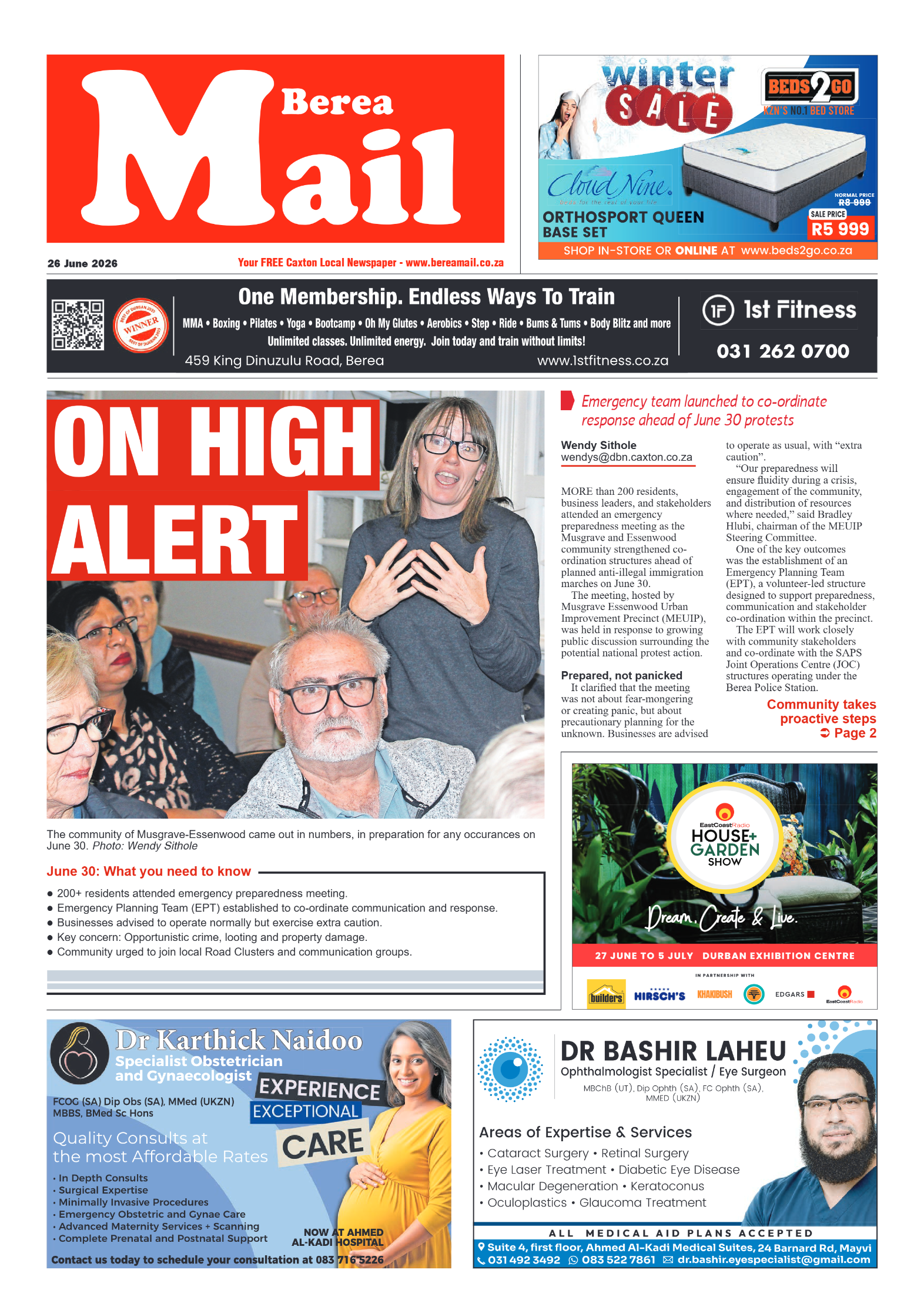 Berea Mail 26 June 2026 page 1