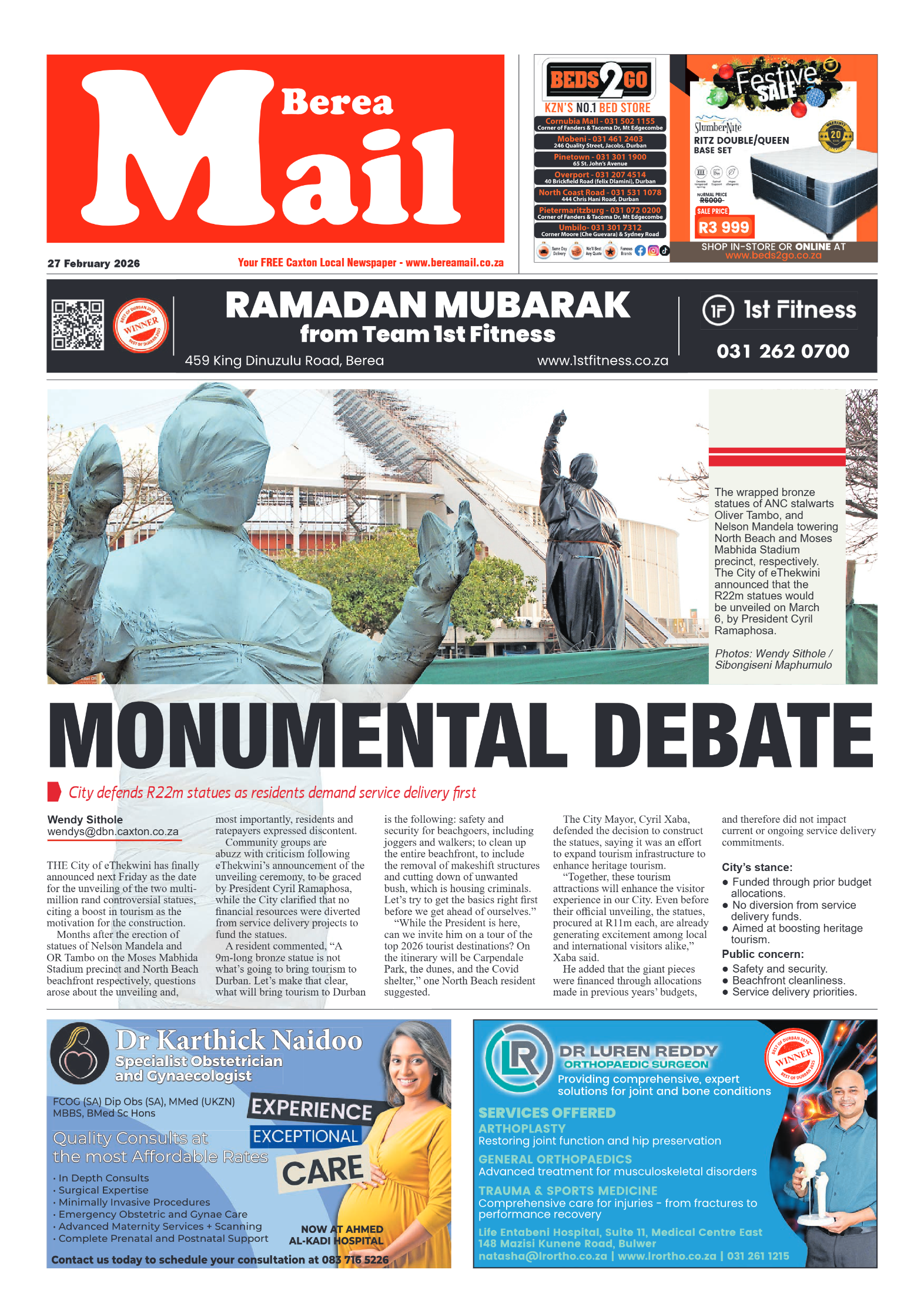 Berea Mail 27 February 2026 page 1