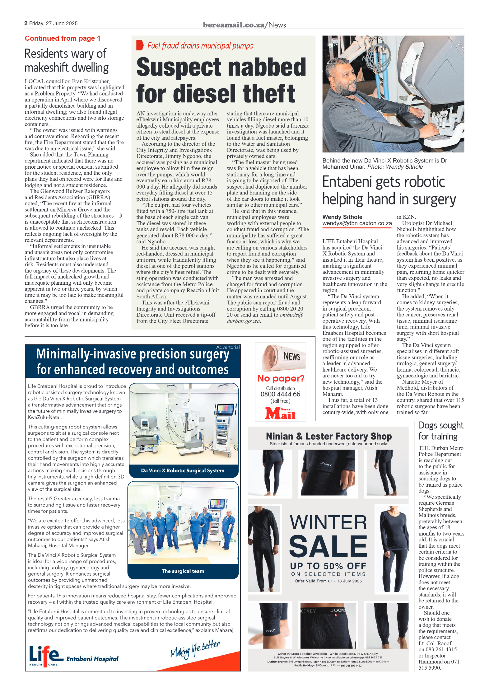 Berea Mail 27 June 2025 page 2