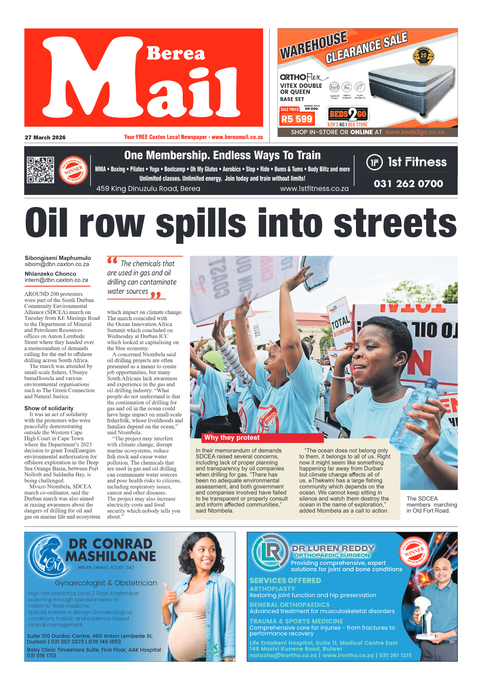 Berea Mail 27 March 2026 page 1