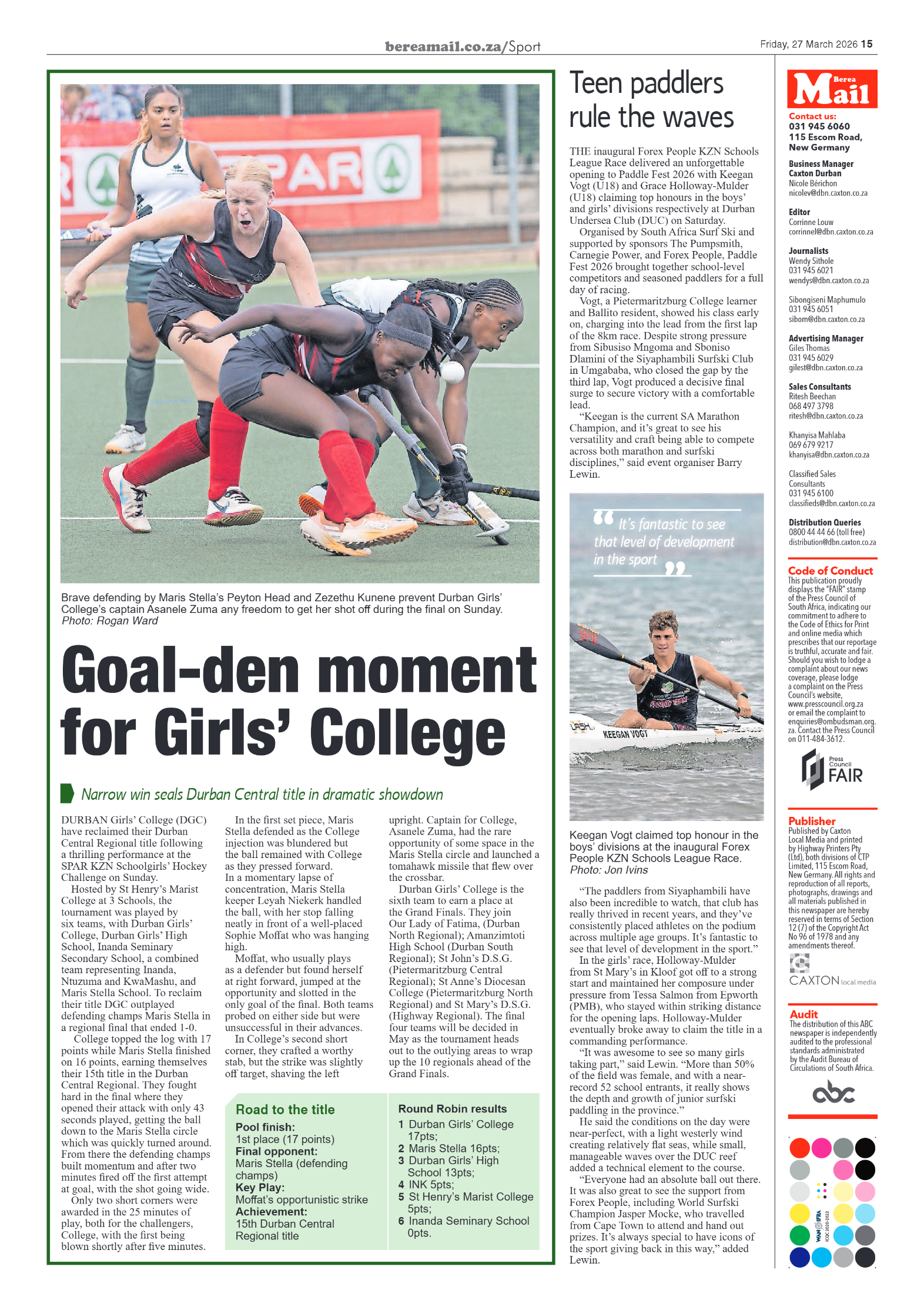 Berea Mail 27 March 2026 page 15