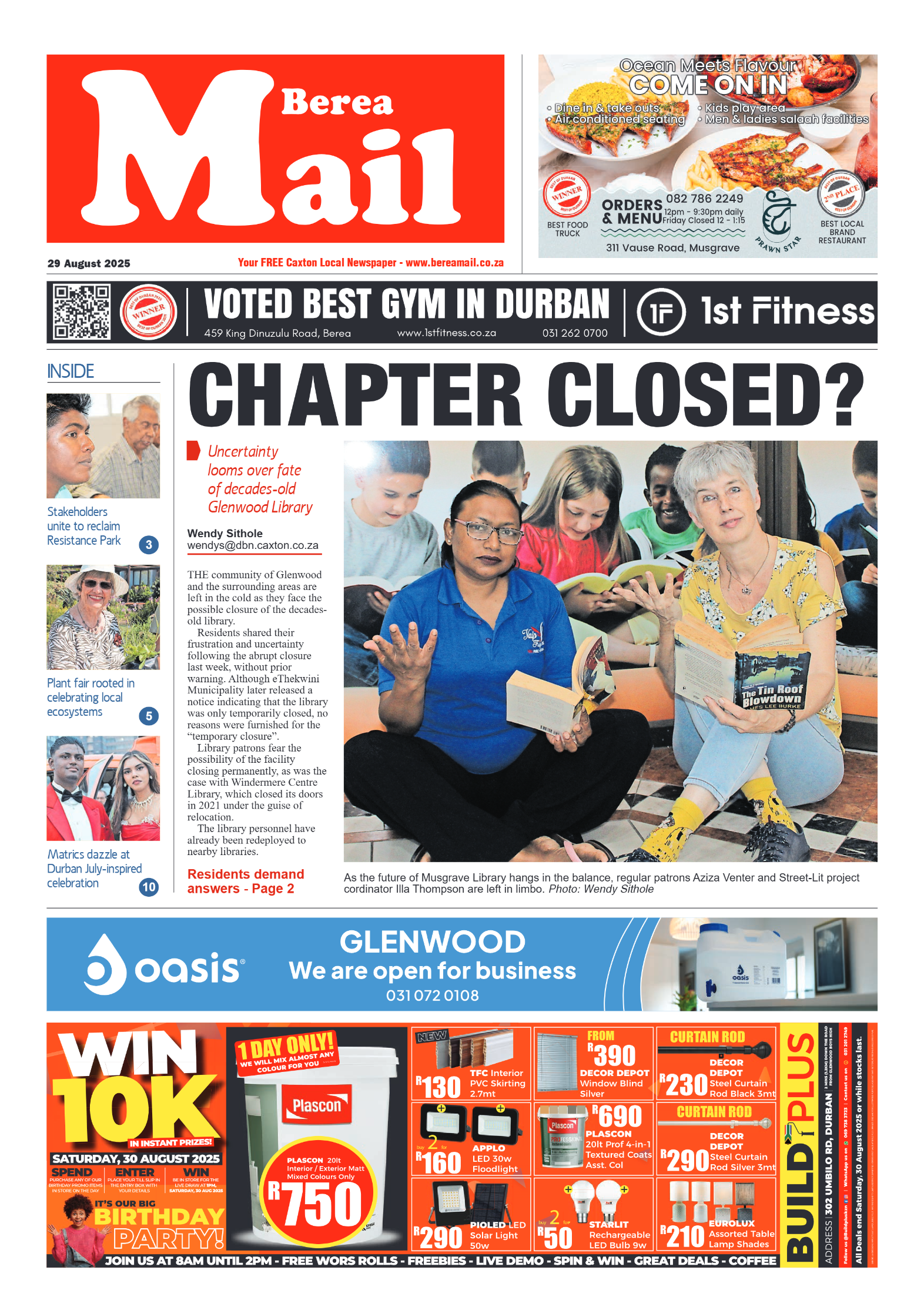 Berea Mail 29 August 2025 page 1