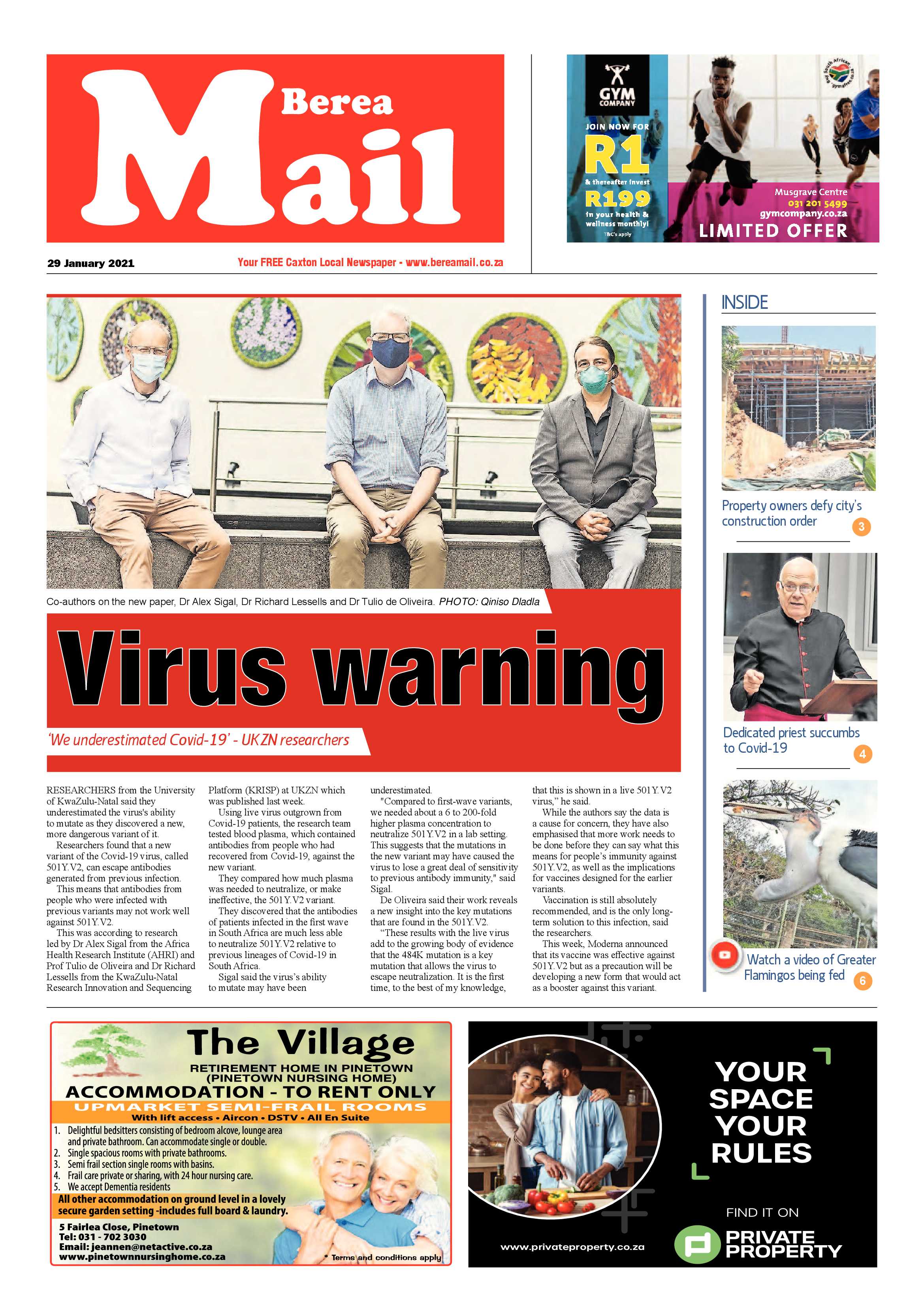 Berea Mail 29 January 2021 page 1