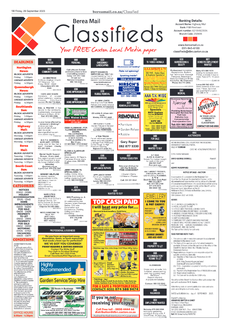 Berea Mail 29 September 2023 page 14