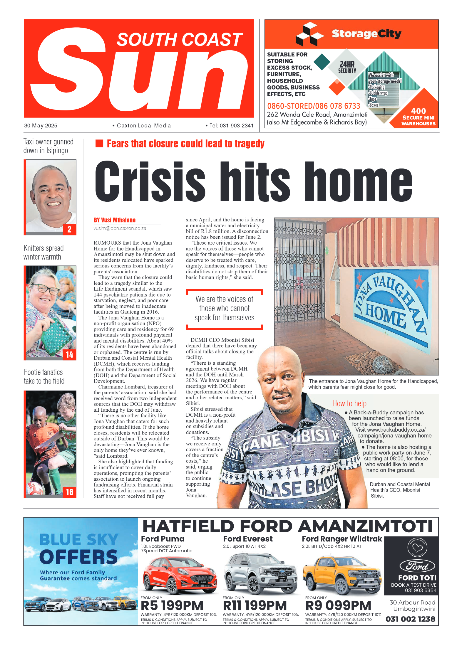 South Coast Sun 30 May 2025 page 1