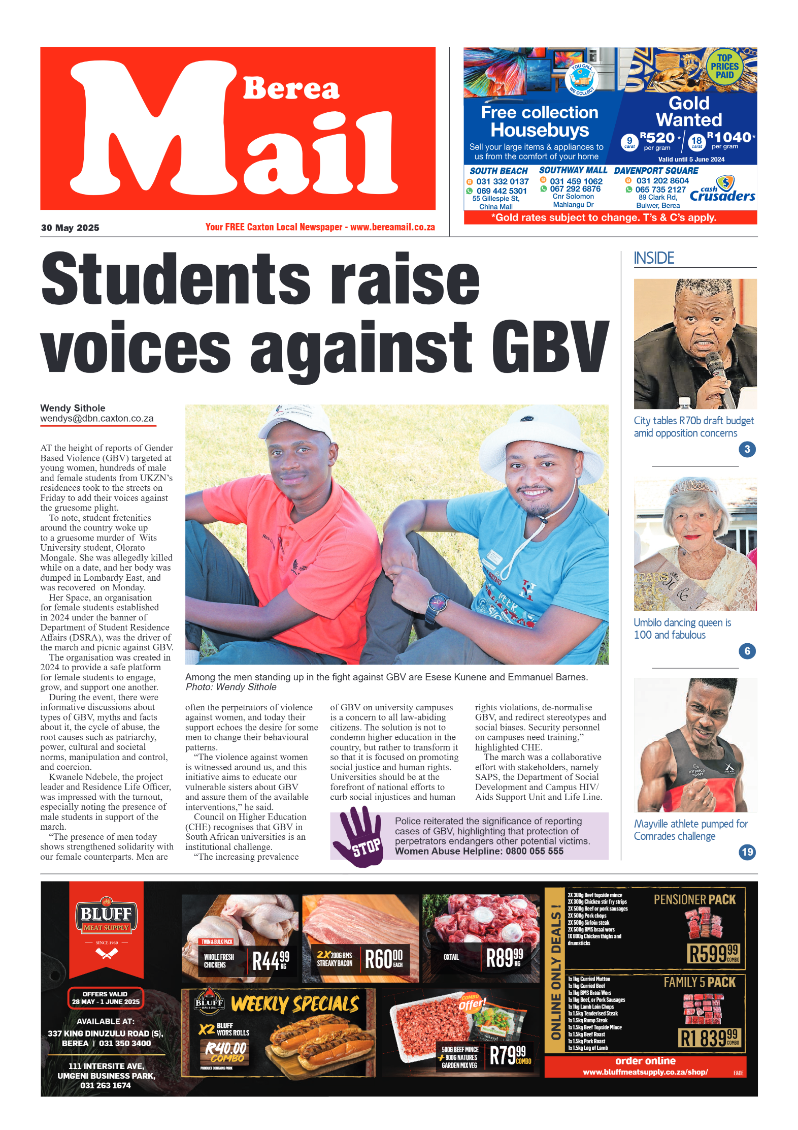 Berea Mail 30 May 2025 page 1