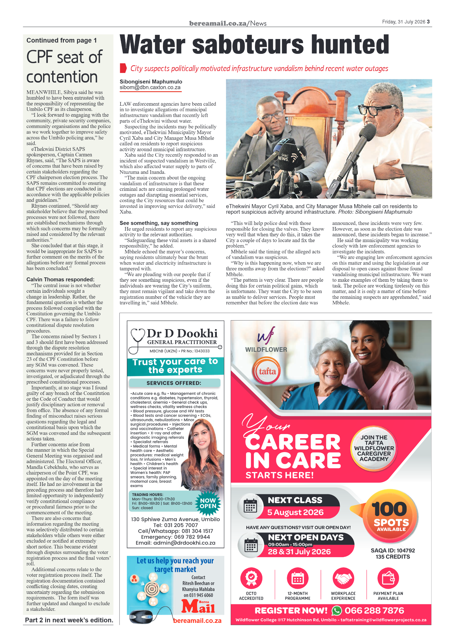 Berea Mail 31 July 2026 page 3