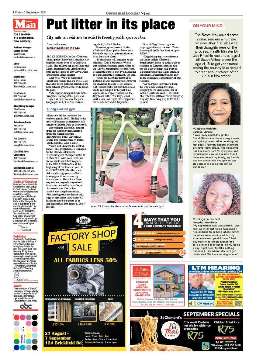 Berea Mail 3 September 2021 page 2